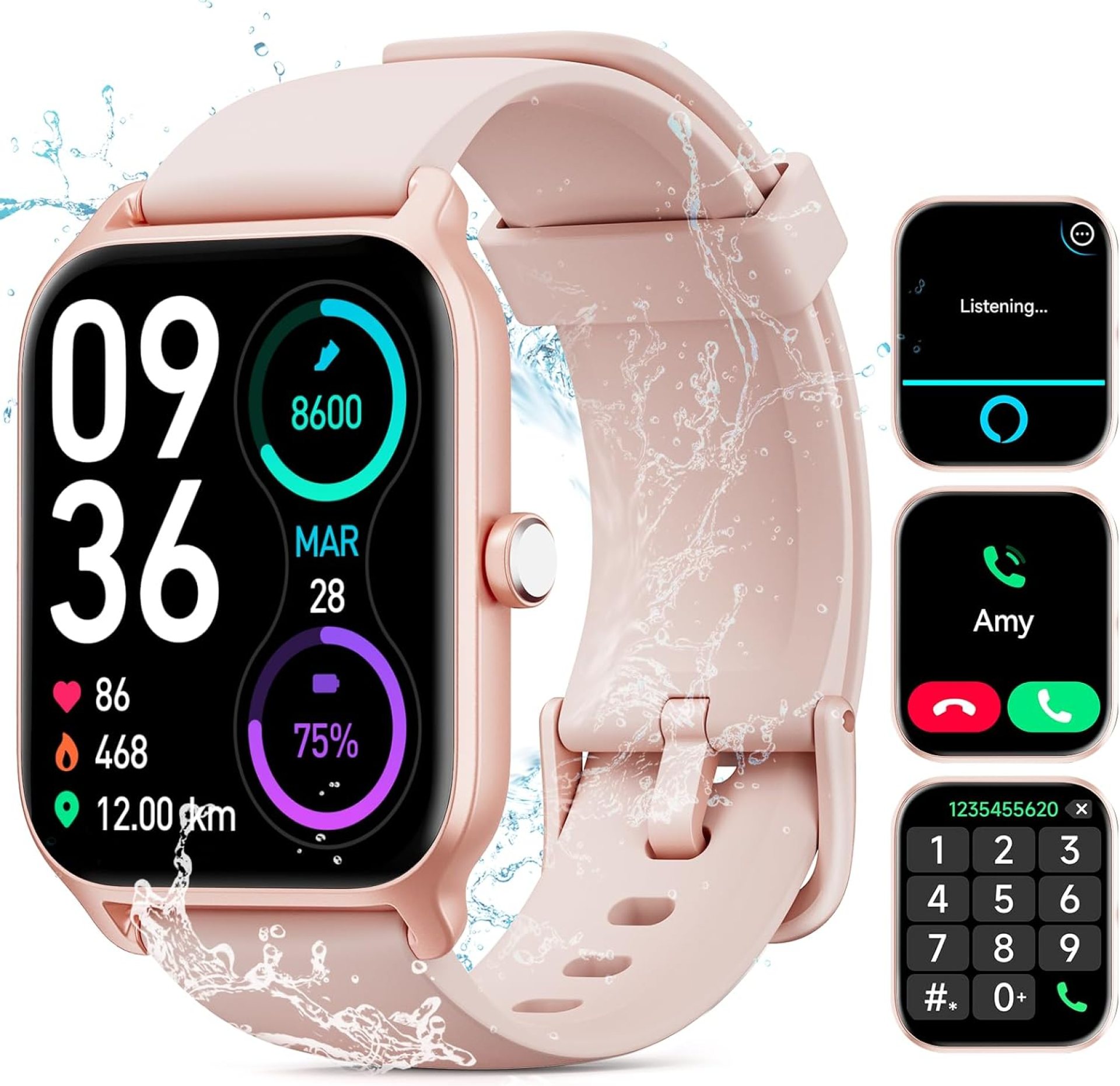 Smart Watch for Women Men, Smartwatch 1.8” Alexa Built-in Fitness Tracker IP68 Waterproof Watch for Women Compatible for Android & iOS with Bluetooth Calls, IP68 Heart Rate/Sleep/SpO2 Monitor, 110+ Smart Watch for Women Men, Smartwatch 1.8” Alexa Built-in Fitness Tracker IP68 Waterproof Watch for Women Compatible for Android & iOS with Bluetooth Calls, IP68 Heart Rate/Sleep/SpO2 Monitor, 110+