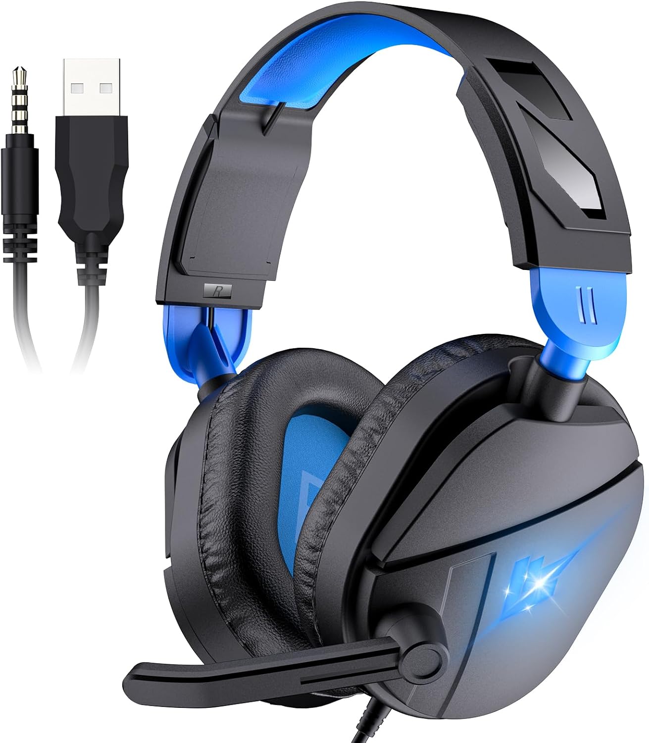 G63 Gaming Headsets for PC, Gaming Headphones with Noise Canceling Mic, PS5 PS4 Headset with Soft Memory Earmuffs, LED Light, Stereo Sound, 2m Wired Over Ear Headphones for Xbox One, Mac, Laptop, PC G63 Gaming Headsets for PC, Gaming Headphones with Noise Canceling Mic, PS5 PS4 Headset with Soft Memory Earmuffs, LED Light, Stereo Sound, 2m Wired Over Ear Headphones for Xbox One, Mac, Laptop, PC