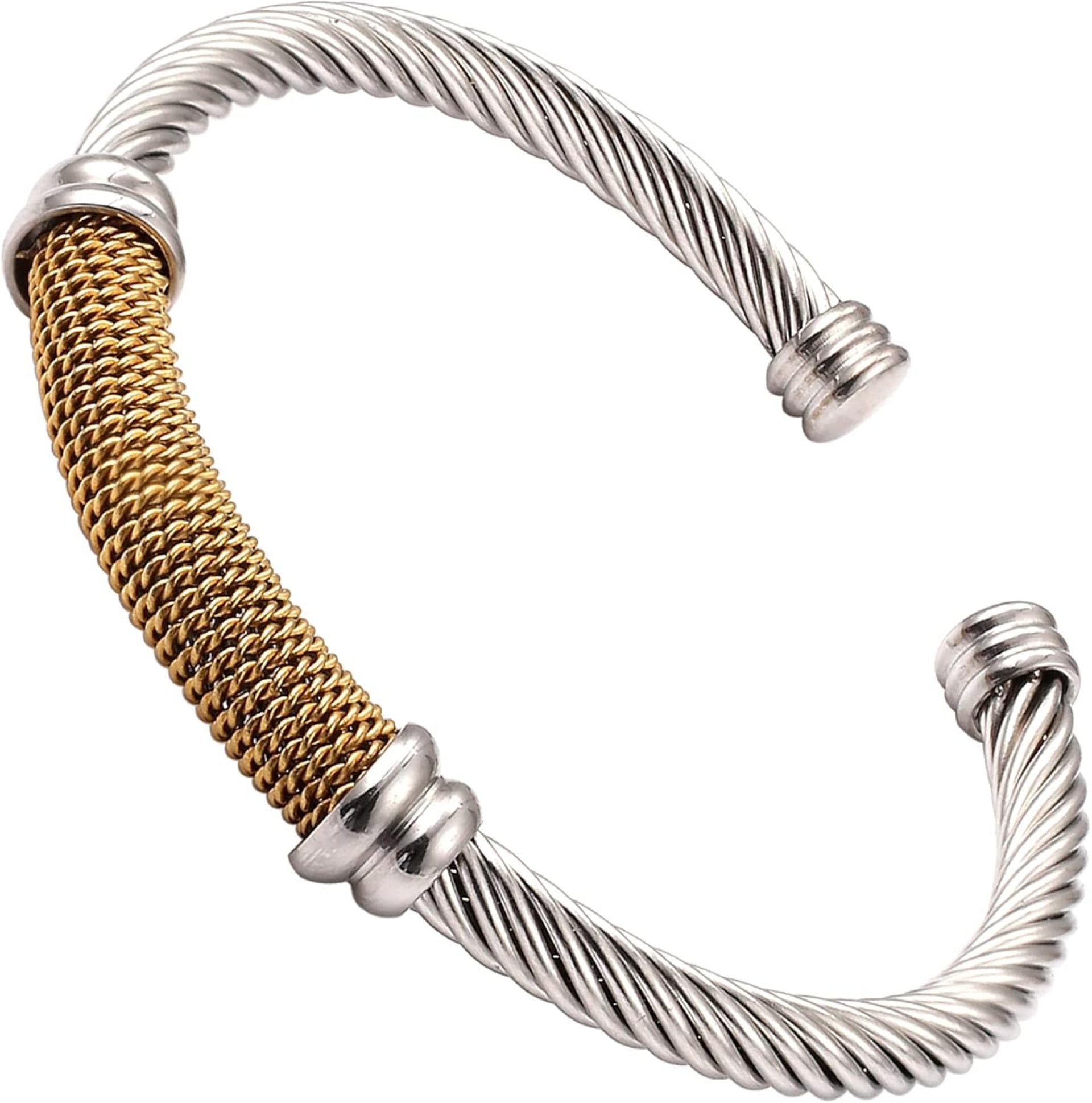 Cable Bracelet for Women Cuff Twisted Wire Vintage ladies bangle bracelets Elastic Adjustable Stainless Steel Jewelry With Gift Box Cable Bracelet for Women Cuff Twisted Wire Vintage ladies bangle bracelets Elastic Adjustable Stainless Steel Jewelry With Gift Box