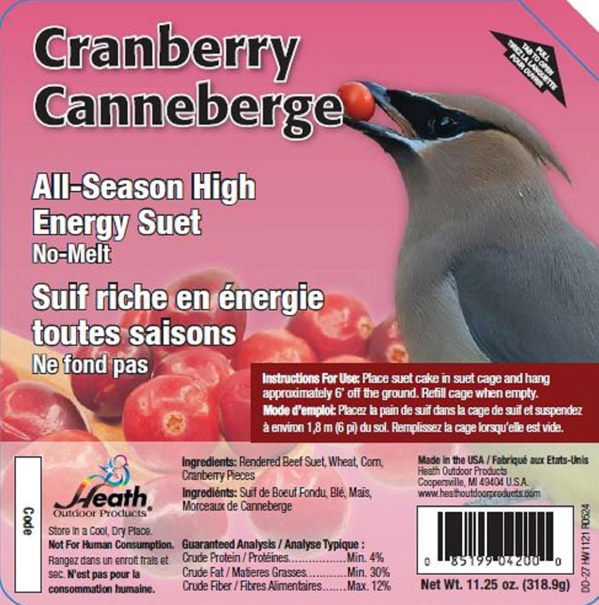 Heath Outdoor Products DD-27 Cranberry All Season Blend 11-1/4 Ounce Suet Cake (12 Cakes / Case) Heath Outdoor Products DD-27 Cranberry All Season Blend 11-1/4 Ounce Suet Cake (12 Cakes / Case)