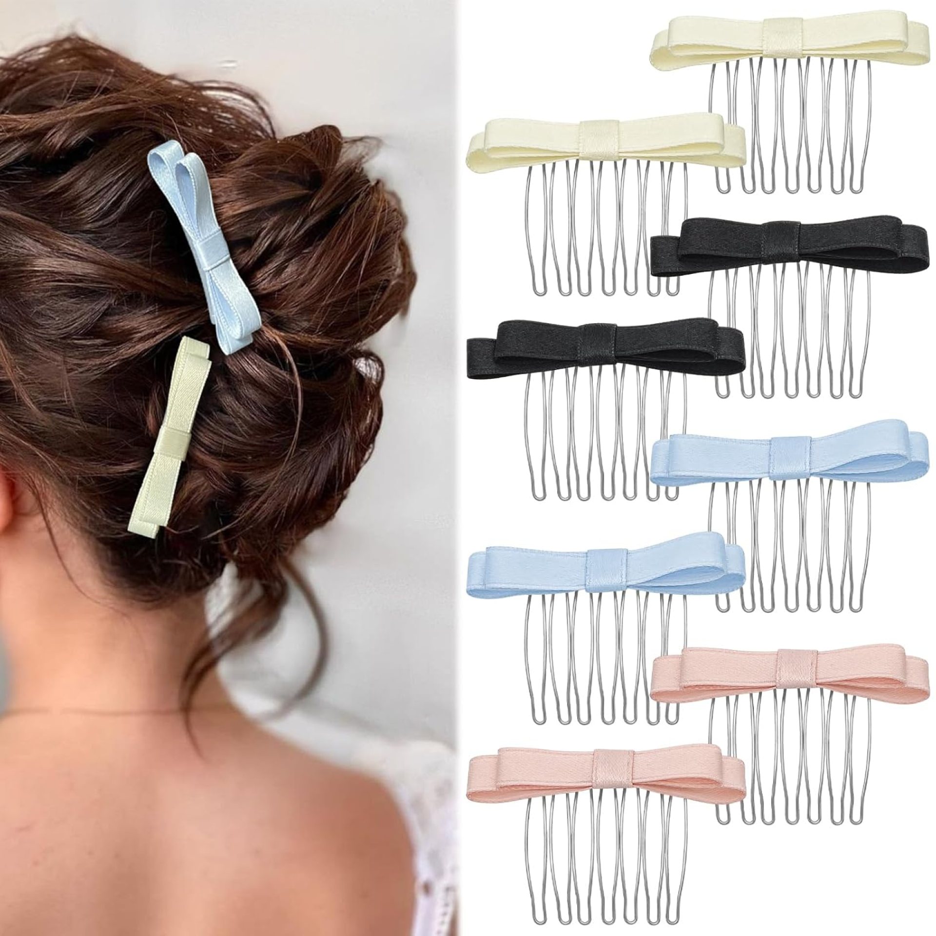 8Pcs Ribbon Bowtie Hair Combs Small Seven-tooth Side Combs Sweet Ballet Bowknot Hairpin Decorative Bangs Comb Headpiece Hair Jewellery Fashion Styling Accessories for Women Girls 8Pcs Ribbon Bowtie Hair Combs Small Seven-tooth Side Combs Sweet Ballet Bowknot Hairpin Decorative Bangs Comb Headpiece Hair Jewellery Fashion Styling Accessories for Women Girls