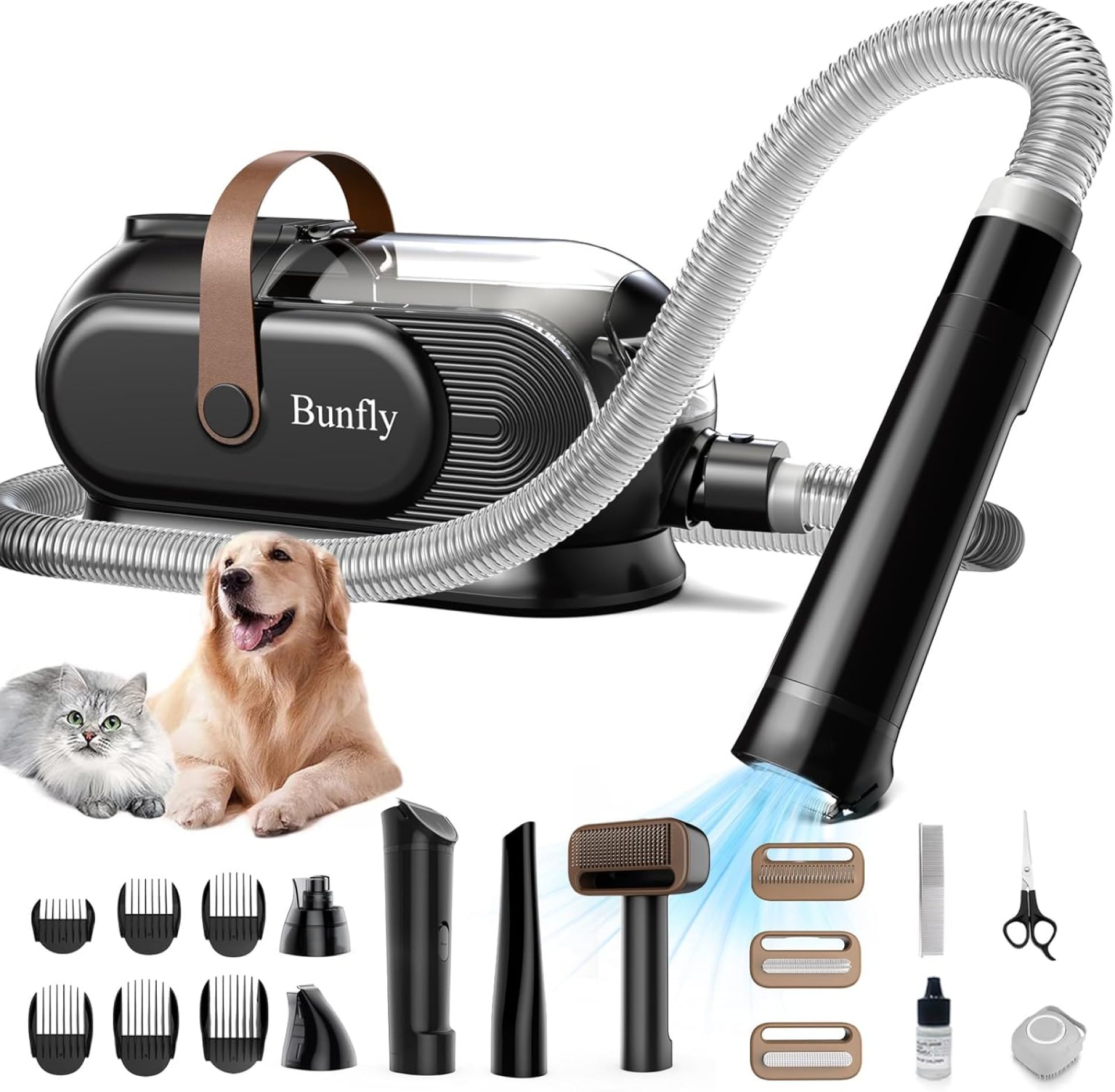 Bunfly Dog Grooming Kit with 13000kpa Strong Grooming & Vacuum Suction 99% Pet Hair,3L Capacity,11 Grooming Tools Dogs Cats and Other Animals,Home and Car Cleaning -Black Bunfly Dog Grooming Kit with 13000kpa Strong Grooming & Vacuum Suction 99% Pet Hair,3L Capacity,11 Grooming Tools Dogs Cats and Other Animals,Home and Car Cleaning -Black