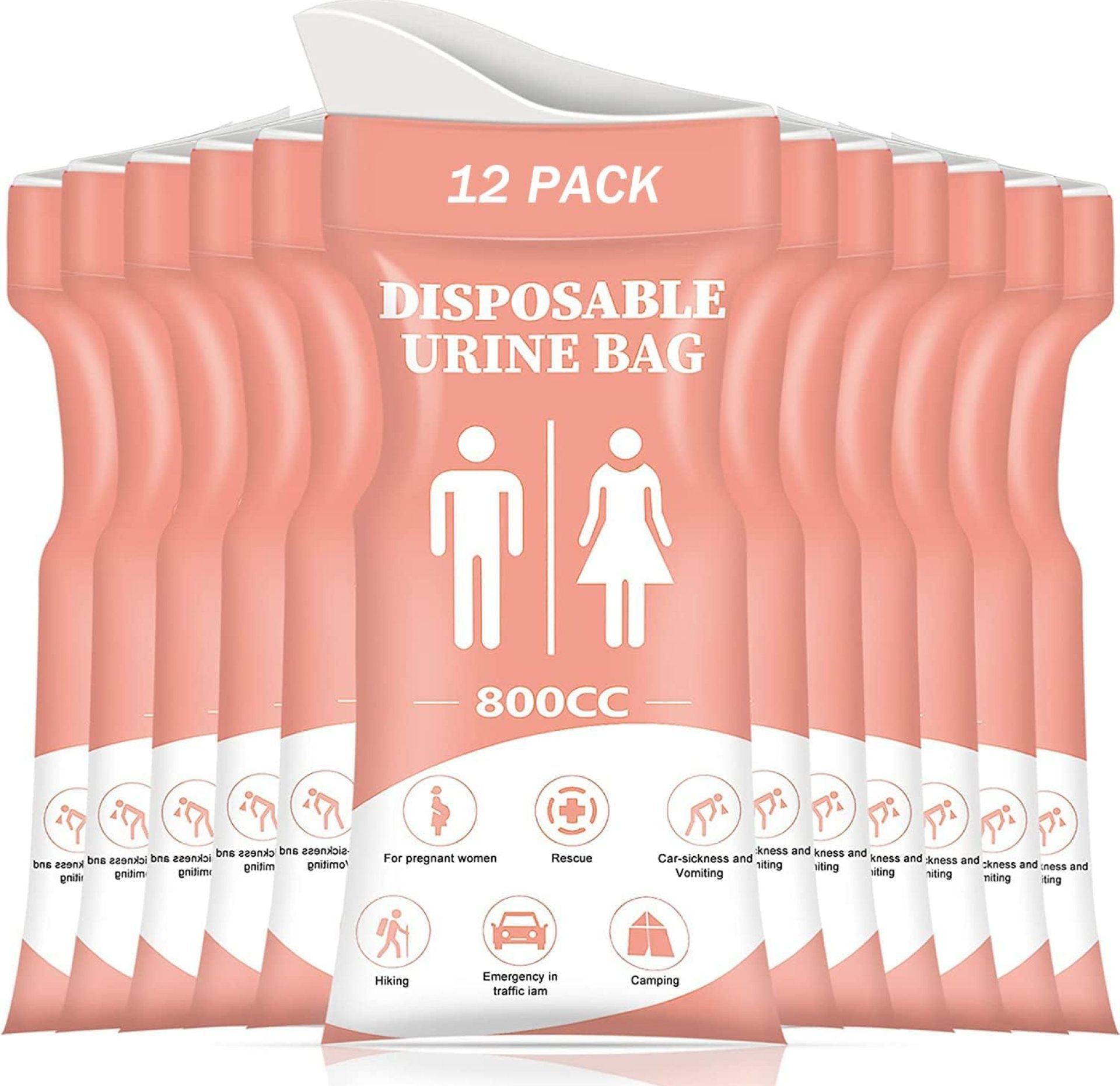 DIBBATU Disposable Urine Bag, 12/24 PCS Pee Bags for Travel for Women/Men, 800ML Emergency Portable Urinal Bag and Vomit Bags, Unisex Urinal Bag for Camping, Traffic Jams, Pregnant, Patient, Kids DIBBATU Disposable Urine Bag, 12/24 PCS Pee Bags for Travel for Women/Men, 800ML Emergency Portable Urinal Bag and Vomit Bags, Unisex Urinal Bag for Camping, Traffic Jams, Pregnant, Patient, Kids