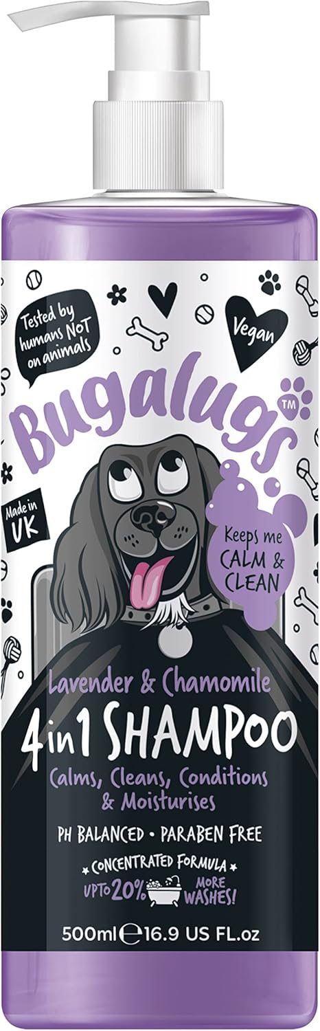 Dog Shampoo by Bugalugs Lavender & Chamomile 4 in 1 Dog Grooming Shampoo Products for Smelly Dogs with Fragrance, Best Puppy Shampoo, Vegan pet Shampoo & Conditioner Dog Shampoo by Bugalugs Lavender & Chamomile 4 in 1 Dog Grooming Shampoo Products for Smelly Dogs with Fragrance, Best Puppy Shampoo, Vegan pet Shampoo & Conditioner