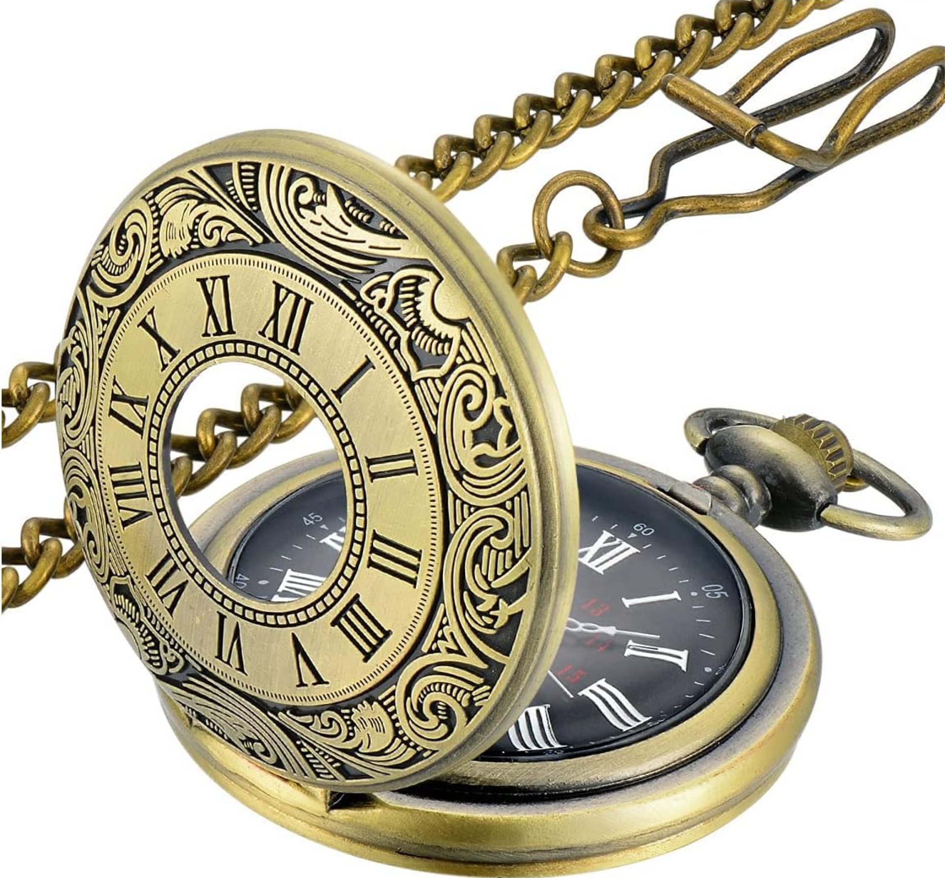 LYMFHCH Vintage Pocket Watch Roman Numerals Scale Quartz Pocket Watches with Chain Christmas Graduation Birthday Gifts Fathers Day LYMFHCH Vintage Pocket Watch Roman Numerals Scale Quartz Pocket Watches with Chain Christmas Graduation Birthday Gifts Fathers Day
