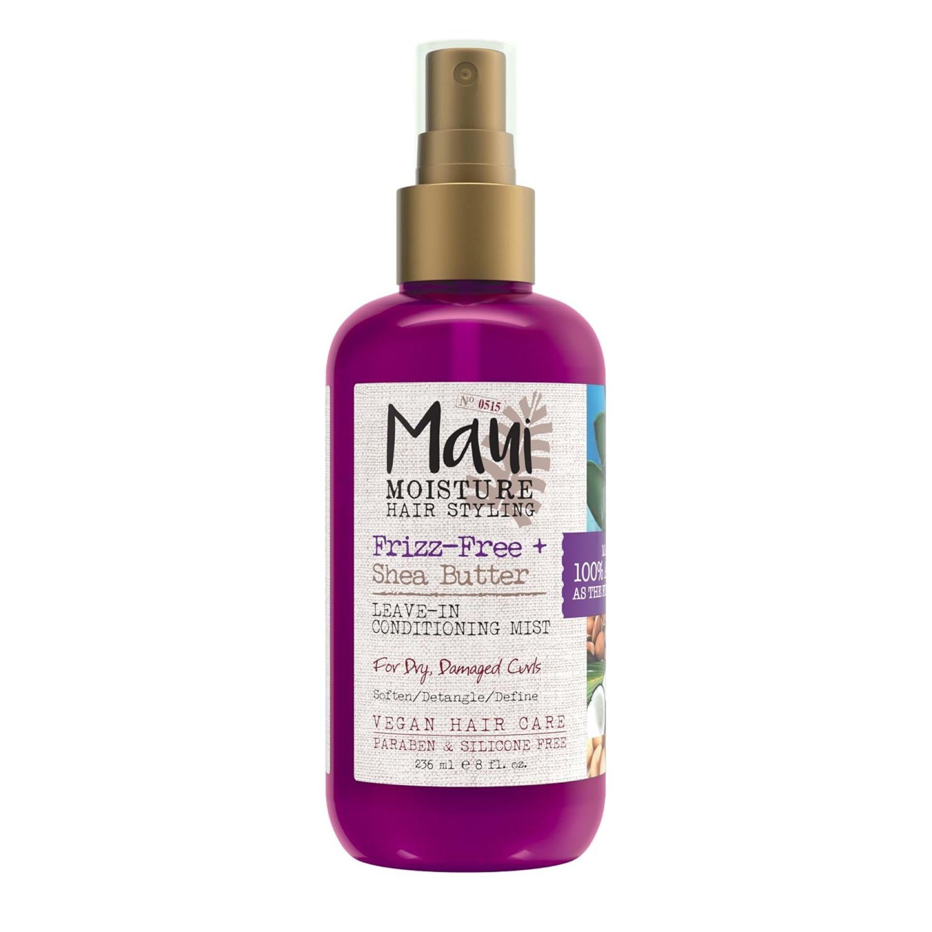 Maui Moisture Frizz-Free + Shea Butter Leave-in Conditioning Mist, Curly Hair Styling, No Drying Alcohols, Parabens or Silicone, 8 Fl Oz Maui Moisture Frizz-Free + Shea Butter Leave-in Conditioning Mist, Curly Hair Styling, No Drying Alcohols, Parabens or Silicone, 8 Fl Oz