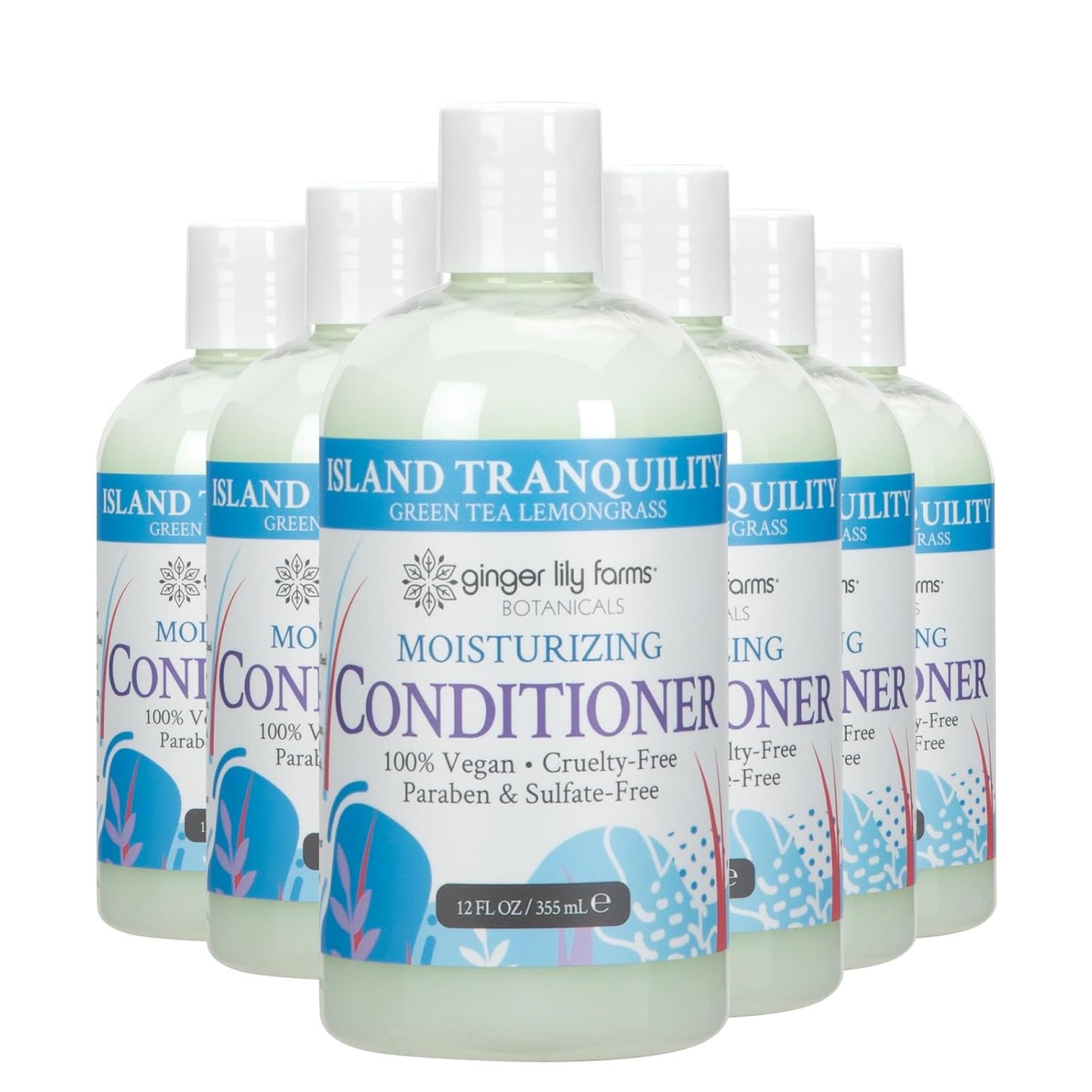Ginger Lily Farms Botanicals Moisturizing Conditioner for Dry Hair, Island Tranquility, 100% Vegan & Cruelty-Free, Green Tea Lemongrass Scent, 12 Fl Oz (Pack of 6) Ginger Lily Farms Botanicals Moisturizing Conditioner for Dry Hair, Island Tranquility, 100% Vegan & Cruelty-Free, Green Tea Lemongrass Scent, 12 Fl Oz (Pack of 6)