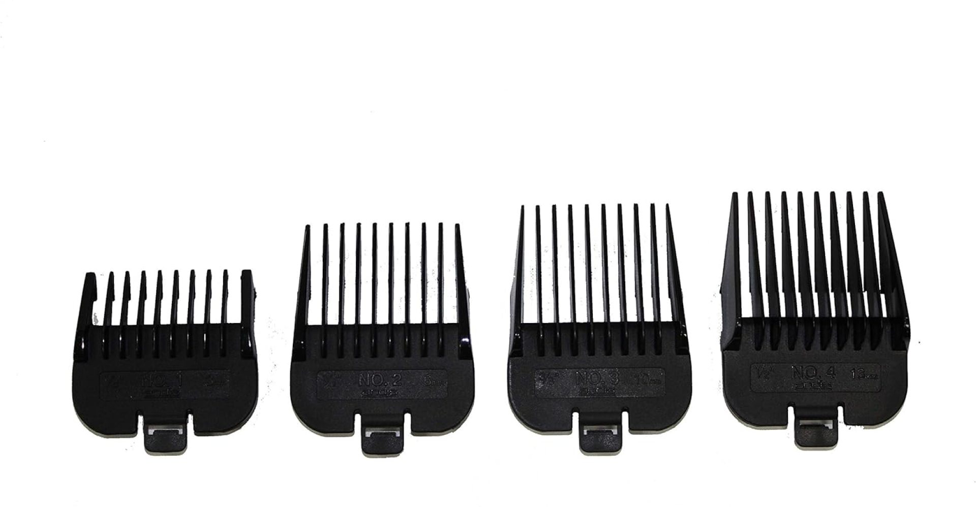 Andis 4 Piece Animal Comb Set; Sizes: 1/8″, 1/4″, 3/8″, 1/2″, Black, 21318, (pack of 4) Andis 4 Piece Animal Comb Set; Sizes: 1/8″, 1/4″, 3/8″, 1/2″, Black, 21318, (pack of 4)