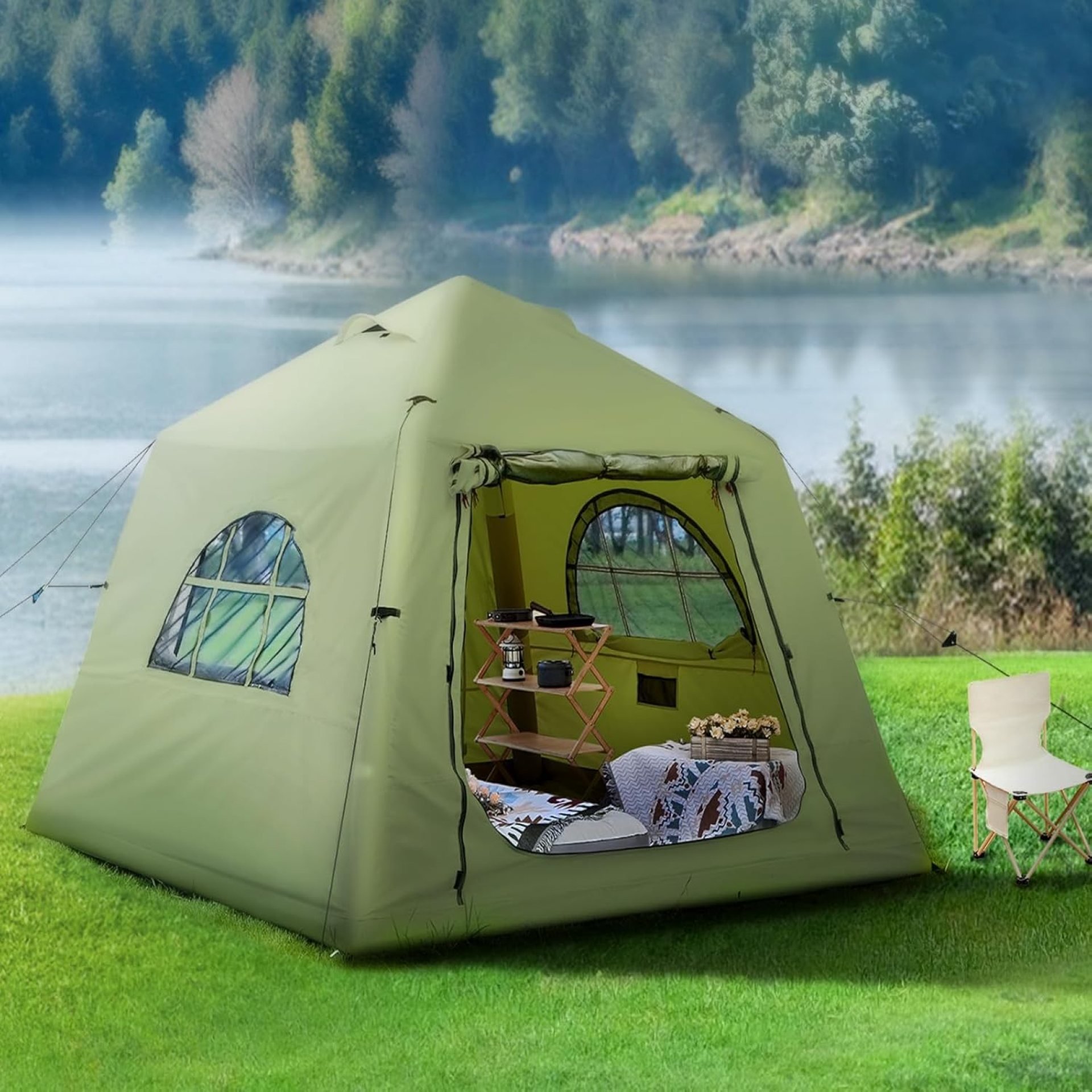 2025 Upgraded 100% Waterproof Inflatable Camping Tent, Large Blow-Up Air Tent, No Assembly Needed Luxury Glamping House, Oxford Fabric 2025 Upgraded 100% Waterproof Inflatable Camping Tent, Large Blow-Up Air Tent, No Assembly Needed Luxury Glamping House, Oxford Fabric