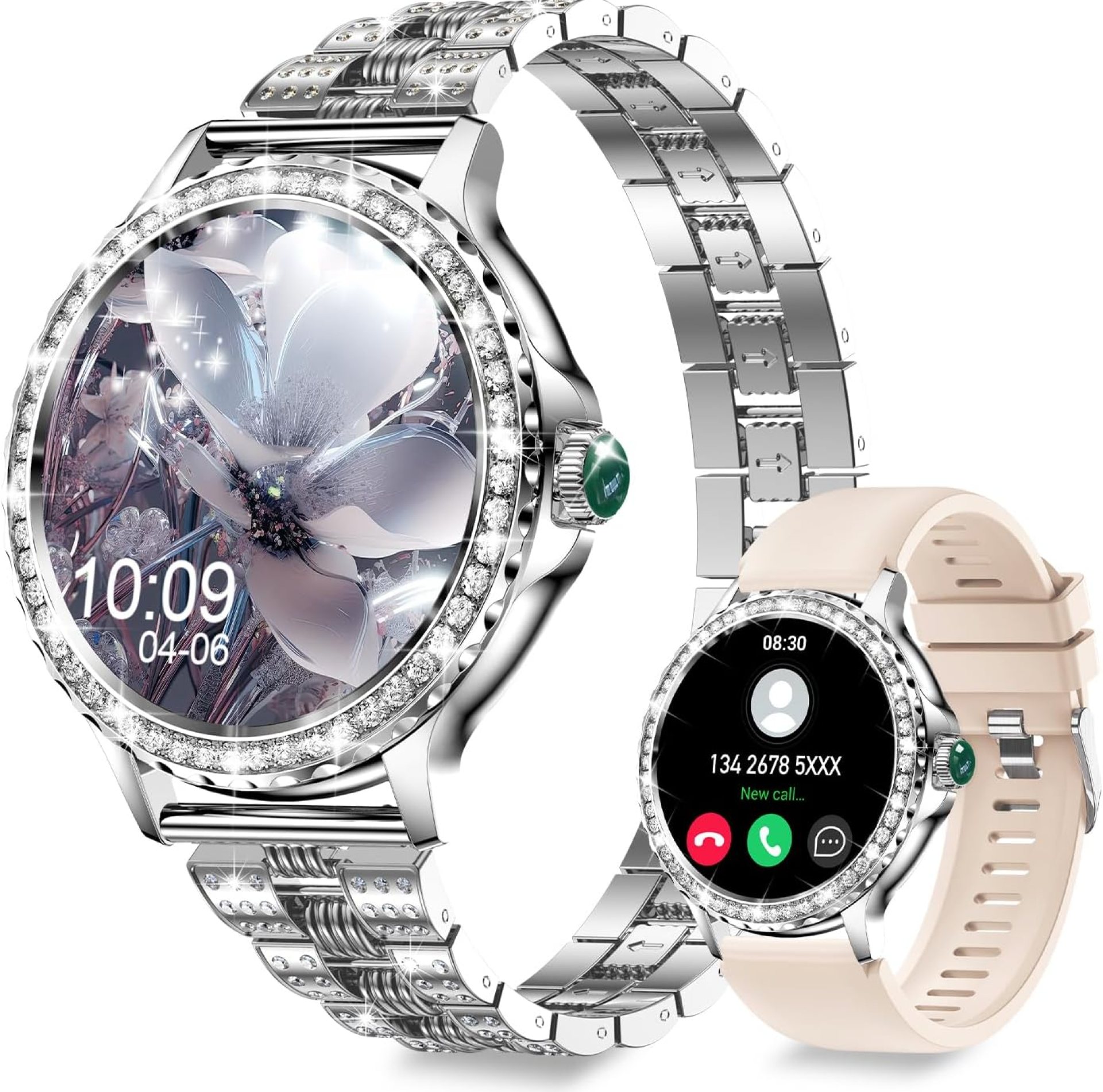 Smart Watches for Women(Answer/Make Calls) with Diamonds, 1.3” HD Bluetooth Smart Watch for Android iOS Phones, IP68 Waterproof Fitness Activity Trackers Smartwatch with Heart Rate/SpO2/Sleep Monitor Smart Watches for Women(Answer/Make Calls) with Diamonds, 1.3” HD Bluetooth Smart Watch for Android iOS Phones, IP68 Waterproof Fitness Activity Trackers Smartwatch with Heart Rate/SpO2/Sleep Monitor