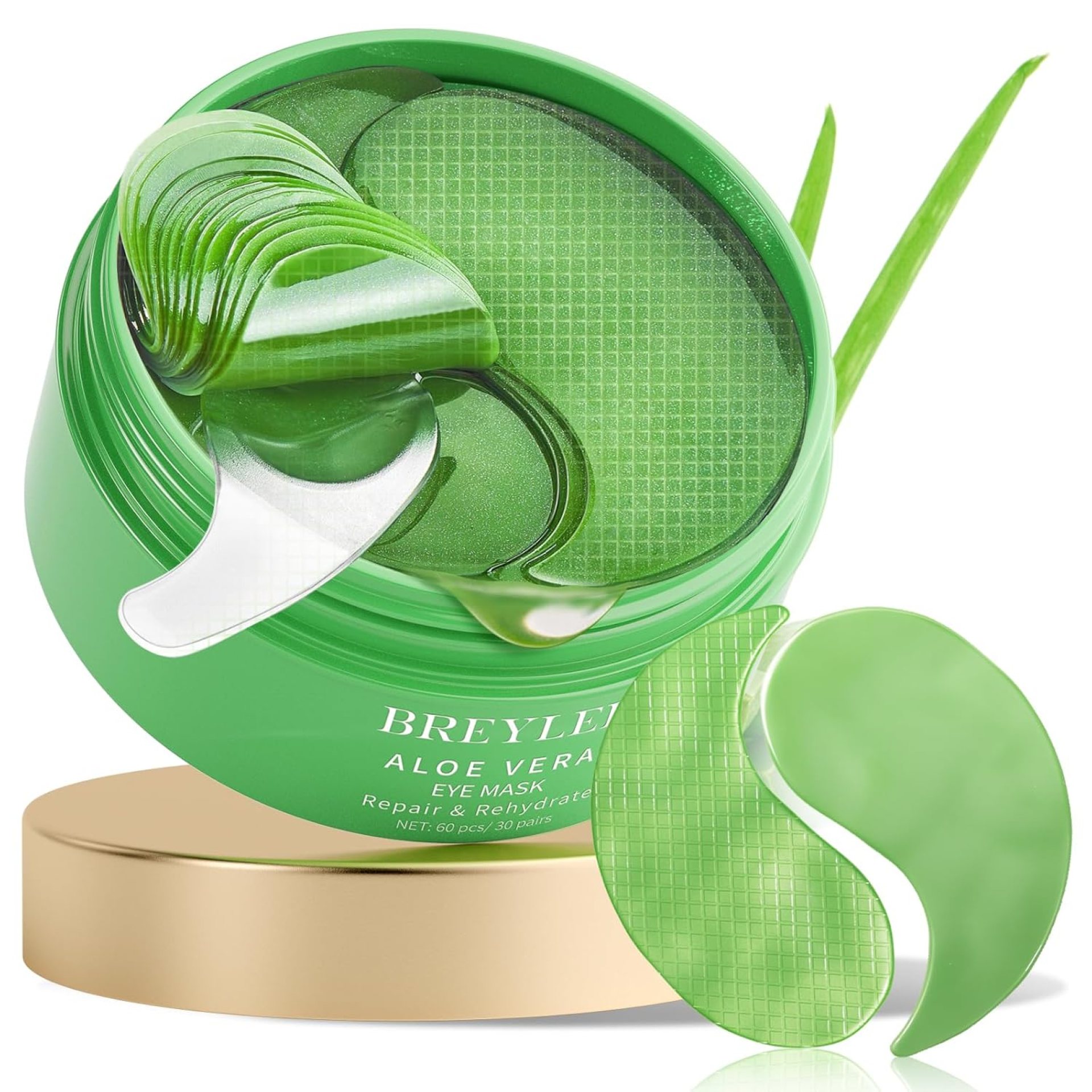 BREYLEE Aloe Vera Eye Masks– 60 Pcs – Puffy Eyes and Dark Circles Treatments – Look Younger and Reduce Wrinkles and Fine Lines Undereye, Improve and Firm eye Skin – Pure Natural Material Extraction BREYLEE Aloe Vera Eye Masks– 60 Pcs – Puffy Eyes and Dark Circles Treatments – Look Younger and Reduce Wrinkles and Fine Lines Undereye, Improve and Firm eye Skin – Pure Natural Material Extraction