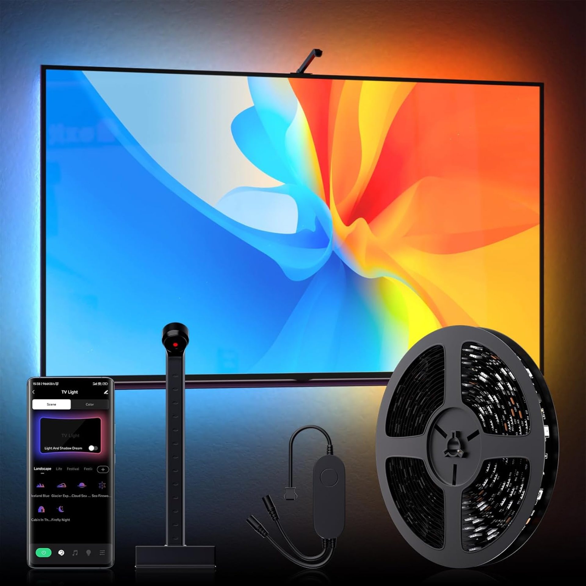 MIHEAL TV LED Backlight with Sensor,9.84FT RGB Strip Lights for 32-50inch PC, TV, Monitor, Smart TV Lights Behind That Sync with Screen, Compatible with App Music Sync, for Gaming Room MIHEAL TV LED Backlight with Sensor,9.84FT RGB Strip Lights for 32-50inch PC, TV, Monitor, Smart TV Lights Behind That Sync with Screen, Compatible with App Music Sync, for Gaming Room