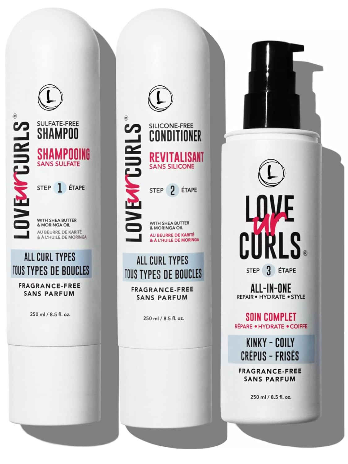 Love Ur Curls Fragrance Free Shampoo & Conditioner Set with All in One Curl Cream Styler for Kinky & Coily Hair, 3 Step System to Repair, 200 mL Love Ur Curls Fragrance Free Shampoo & Conditioner Set with All in One Curl Cream Styler for Kinky & Coily Hair, 3 Step System to Repair, 200 mL