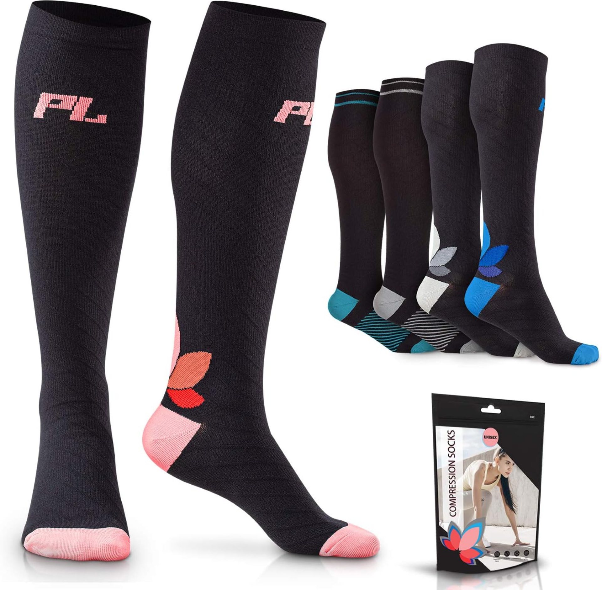 POWERLIX Compression Socks for Women & Men (Pair) for Neuropathy Swelling Pain Relief 20-30 mmHg Medical Knee-high Stockings POWERLIX Compression Socks for Women & Men (Pair) for Neuropathy Swelling Pain Relief 20-30 mmHg Medical Knee-high Stockings