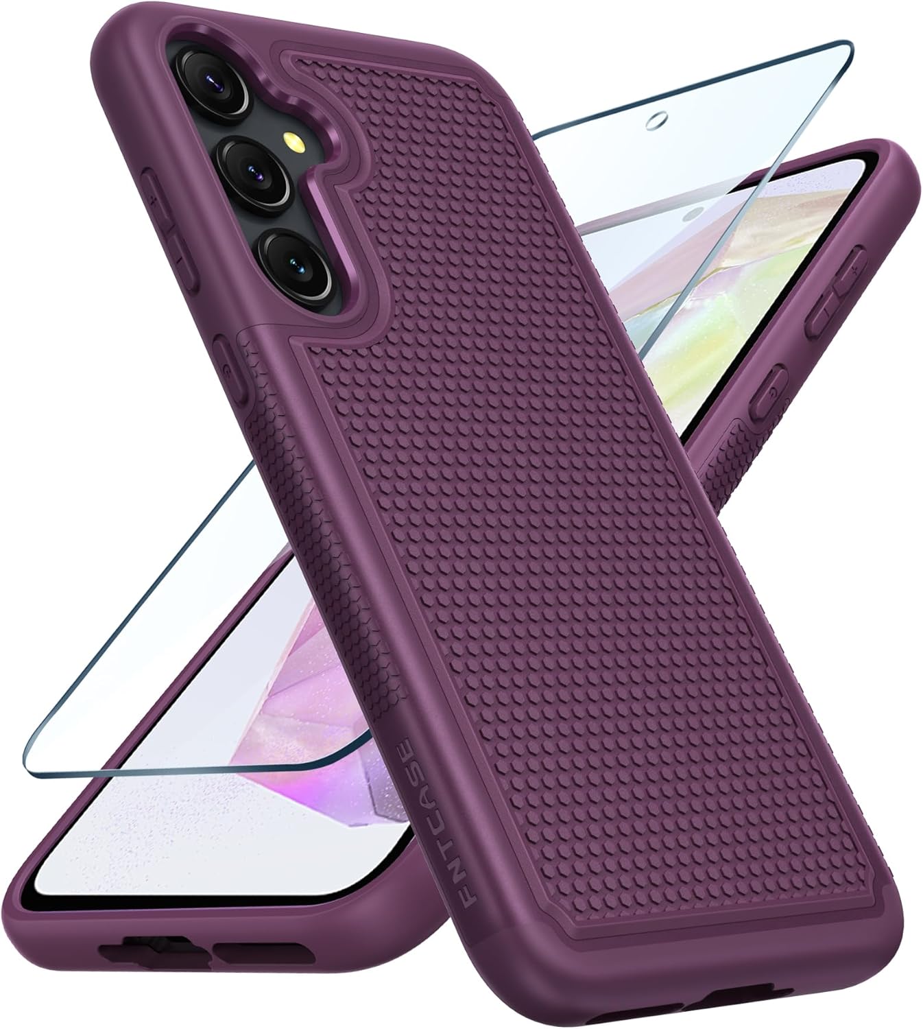 FNTCASE for Samsung Galaxy A35-5G Case: Dual Layer Protective Heavy Duty Cell Phone Cover Shockproof Rugged with Non Slip Textured Back – Military Protection Bumper Tough – 2024, 6.6 inch Purple FNTCASE for Samsung Galaxy A35-5G Case: Dual Layer Protective Heavy Duty Cell Phone Cover Shockproof Rugged with Non Slip Textured Back – Military Protection Bumper Tough – 2024, 6.6 inch Purple