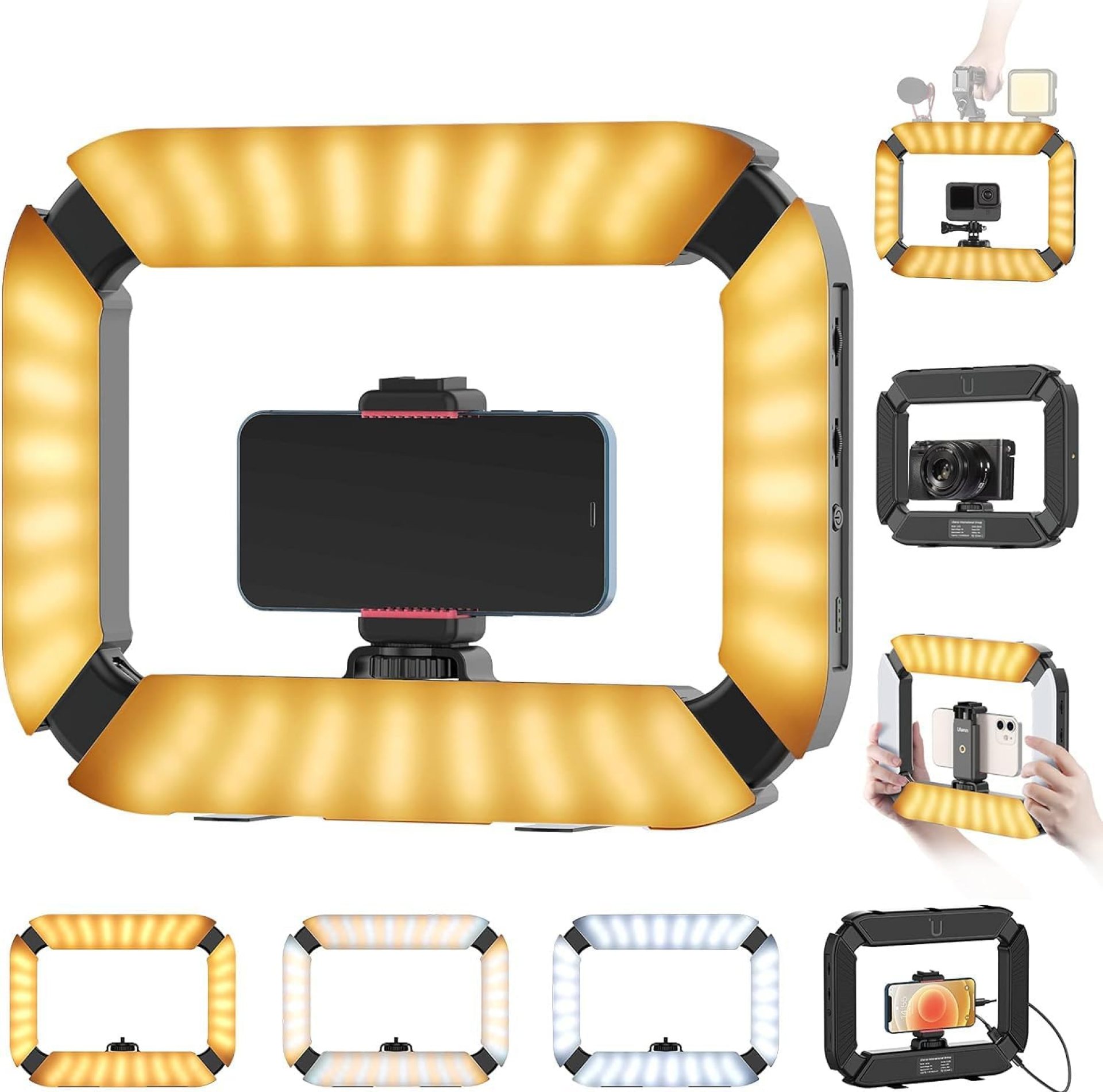 Smartphone Video Rig PICTRON U200 Handheld LED Ring Light Selfie Light Phone Video Stabilizer for Camera, Smartphone, Action Camera, YouTube, Setup, Filmmaking, Makeup, Vlogging Smartphone Video Rig PICTRON U200 Handheld LED Ring Light Selfie Light Phone Video Stabilizer for Camera, Smartphone, Action Camera, YouTube, Setup, Filmmaking, Makeup, Vlogging
