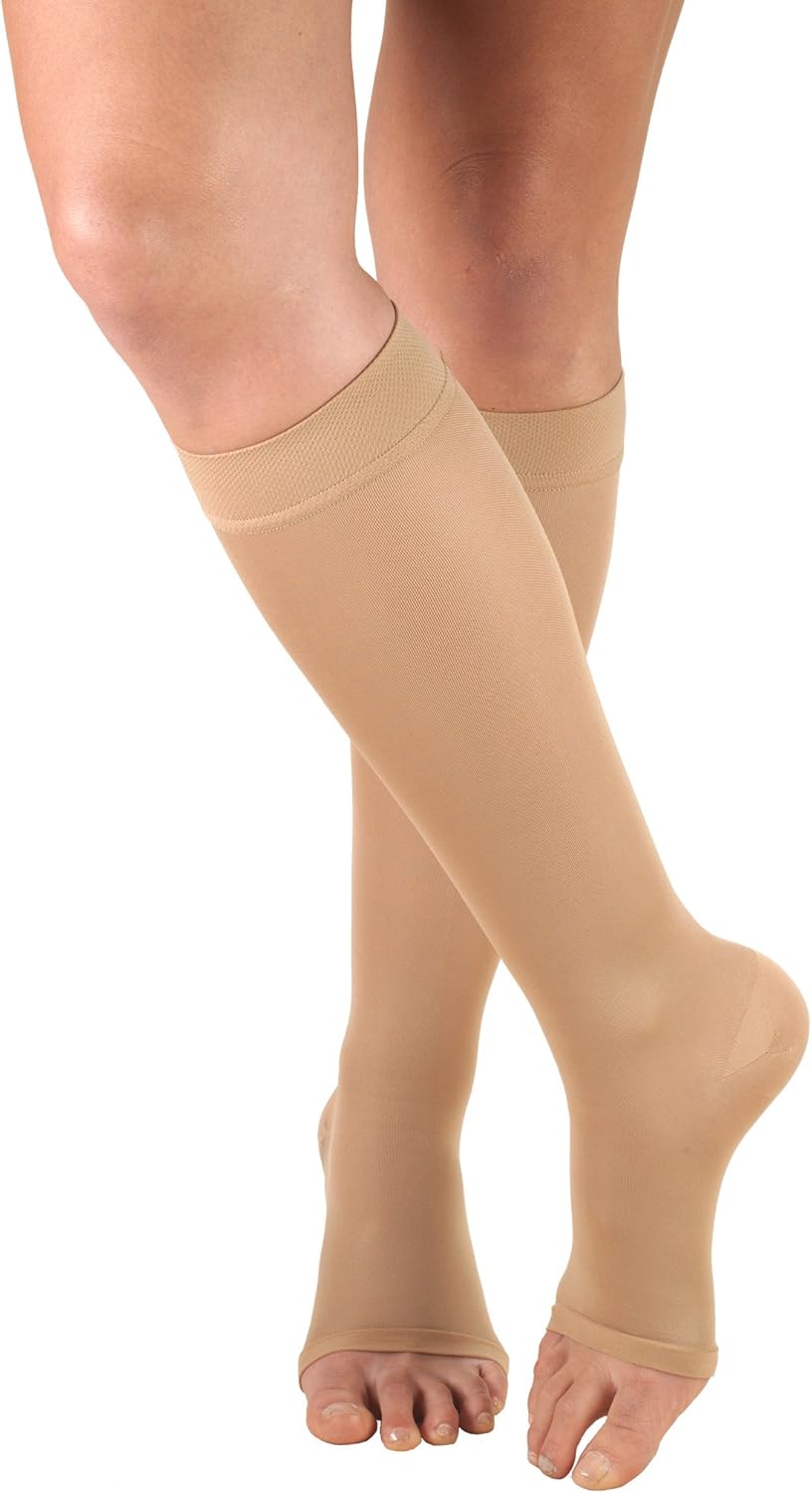 Truform Women’s Compression Stockings, 20-30 mmHg, Knee High Length, Open Toe, Opaque, Beige, X-Large Truform Women’s Compression Stockings, 20-30 mmHg, Knee High Length, Open Toe, Opaque, Beige, X-Large