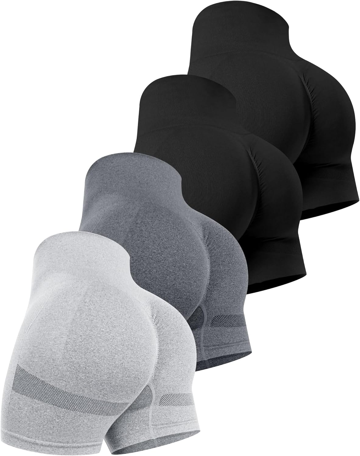 CHRLEISURE Women’s 4 Packs Workout Gym Shorts, High Waisted Butt Lifting Scrunch Butt Seamless Booty Shorts CHRLEISURE Women’s 4 Packs Workout Gym Shorts, High Waisted Butt Lifting Scrunch Butt Seamless Booty Shorts