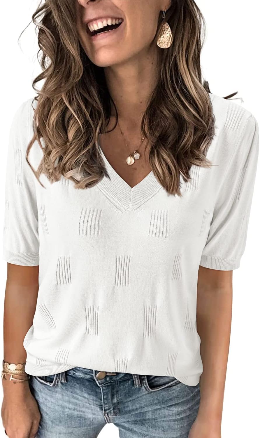 Arach&Cloz Women’s Tops 2025 Spring Summer Short Sleeve Sweater Fashion Trendy Dressy Casual Outfit Versatile Knit Blouse Arach&Cloz Women’s Tops 2025 Spring Summer Short Sleeve Sweater Fashion Trendy Dressy Casual Outfit Versatile Knit Blouse