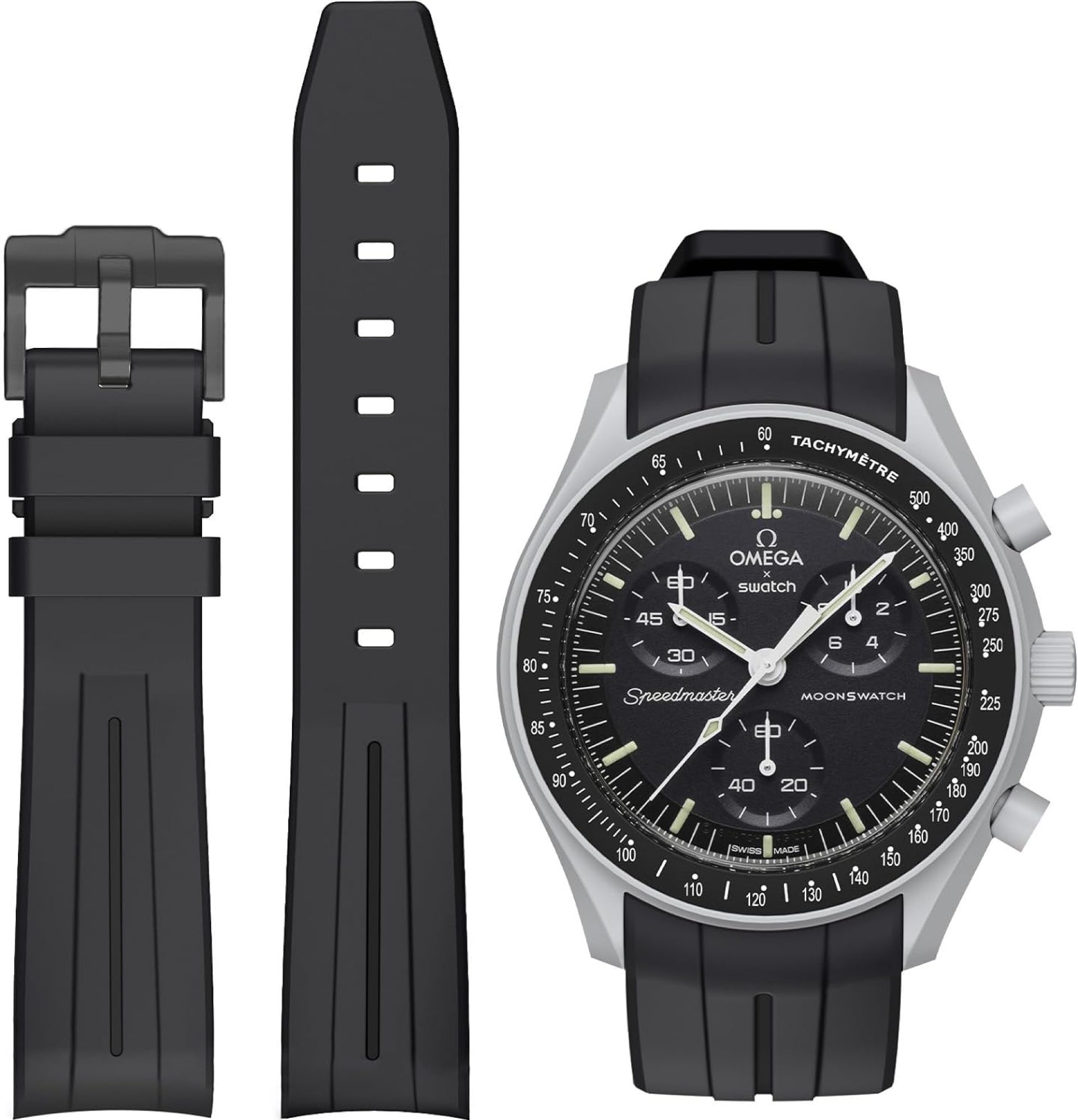 Bands for Moonswatch Watch,Curved No Gap Rubber Strap Compatible with Omega X Swatch Moonswatch Speedmaster/Rolex/SEIKO 20mm Watch,Swatch Omega Moonswatch Speedmaster Watch Replacement Band Men Women Bands for Moonswatch Watch,Curved No Gap Rubber Strap Compatible with Omega X Swatch Moonswatch Speedmaster/Rolex/SEIKO 20mm Watch,Swatch Omega Moonswatch Speedmaster Watch Replacement Band Men Women