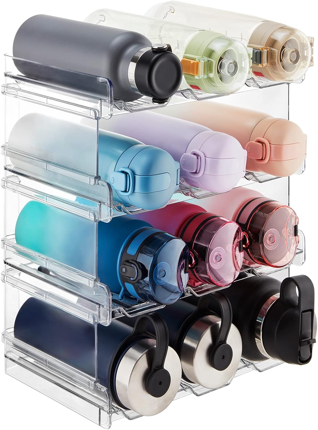 Lifewit Water Bottle Organizer, Stackable Kitchen Pantry Organization and Storage, 12-Bottle Plastic Holder, Countertop 4Pack, Modern Design Lifewit Water Bottle Organizer, Stackable Kitchen Pantry Organization and Storage, 12-Bottle Plastic Holder, Countertop 4Pack, Modern Design
