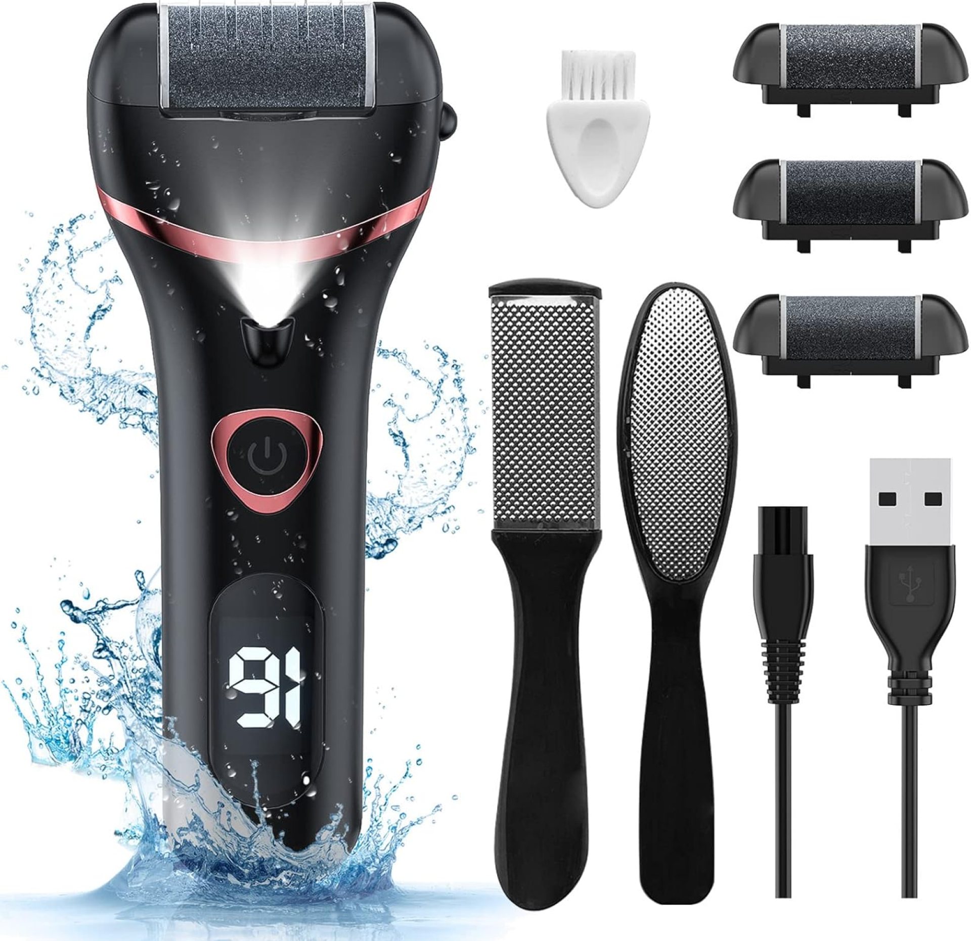 Electric Foot Callus Remover, Rechargeable Portable Electronic Foot File Pedicure Kits, Waterproof Foot Scrubber File, Professional Pedicure Tools, Foot Care for Dead Skin Ideal Gift, 3 Rollers Electric Foot Callus Remover, Rechargeable Portable Electronic Foot File Pedicure Kits, Waterproof Foot Scrubber File, Professional Pedicure Tools, Foot Care for Dead Skin Ideal Gift, 3 Rollers