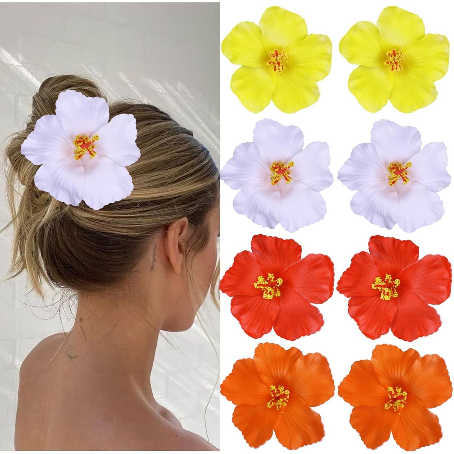 Hawaiian Flower Hair Clips for Women,8Pcs 3.5 Inch Artificial Flower Clips,Plumeria Hibiscus Hairclip for Beach Party,Cute Summers Tropical Flowers Bow Hair Accessories for Girls Holiday Gifts Hawaiian Flower Hair Clips for Women,8Pcs 3.5 Inch Artificial Flower Clips,Plumeria Hibiscus Hairclip for Beach Party,Cute Summers Tropical Flowers Bow Hair Accessories for Girls Holiday Gifts