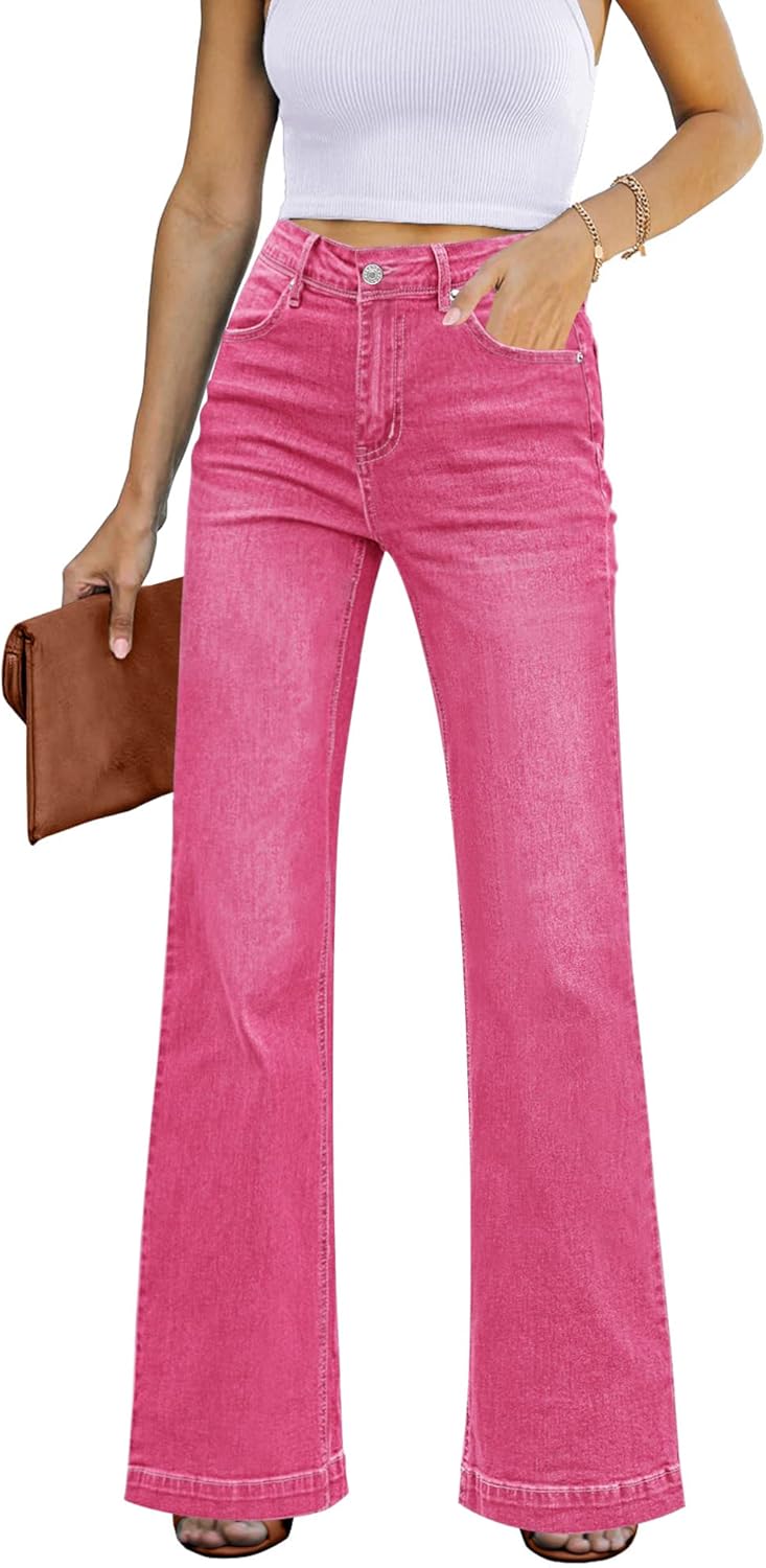 GRAPENT Womens Flare Jeans High Waisted Wide Leg Baggy Jean for Women Stretch Denim Pants GRAPENT Womens Flare Jeans High Waisted Wide Leg Baggy Jean for Women Stretch Denim Pants