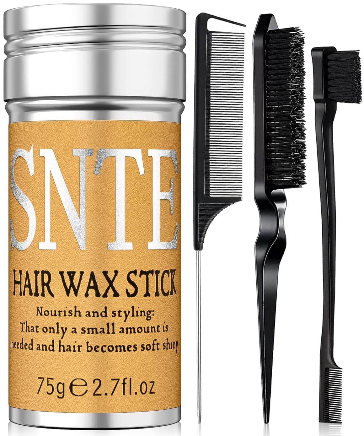 Slick Back Hair Brush Set: Hair Wax, Edge Brush, Rat Tail Comb, Bristle Brush, Hair Bun Accessories, Smoothing Brush for Women & Kids Slick Back Hair Brush Set: Hair Wax, Edge Brush, Rat Tail Comb, Bristle Brush, Hair Bun Accessories, Smoothing Brush for Women & Kids