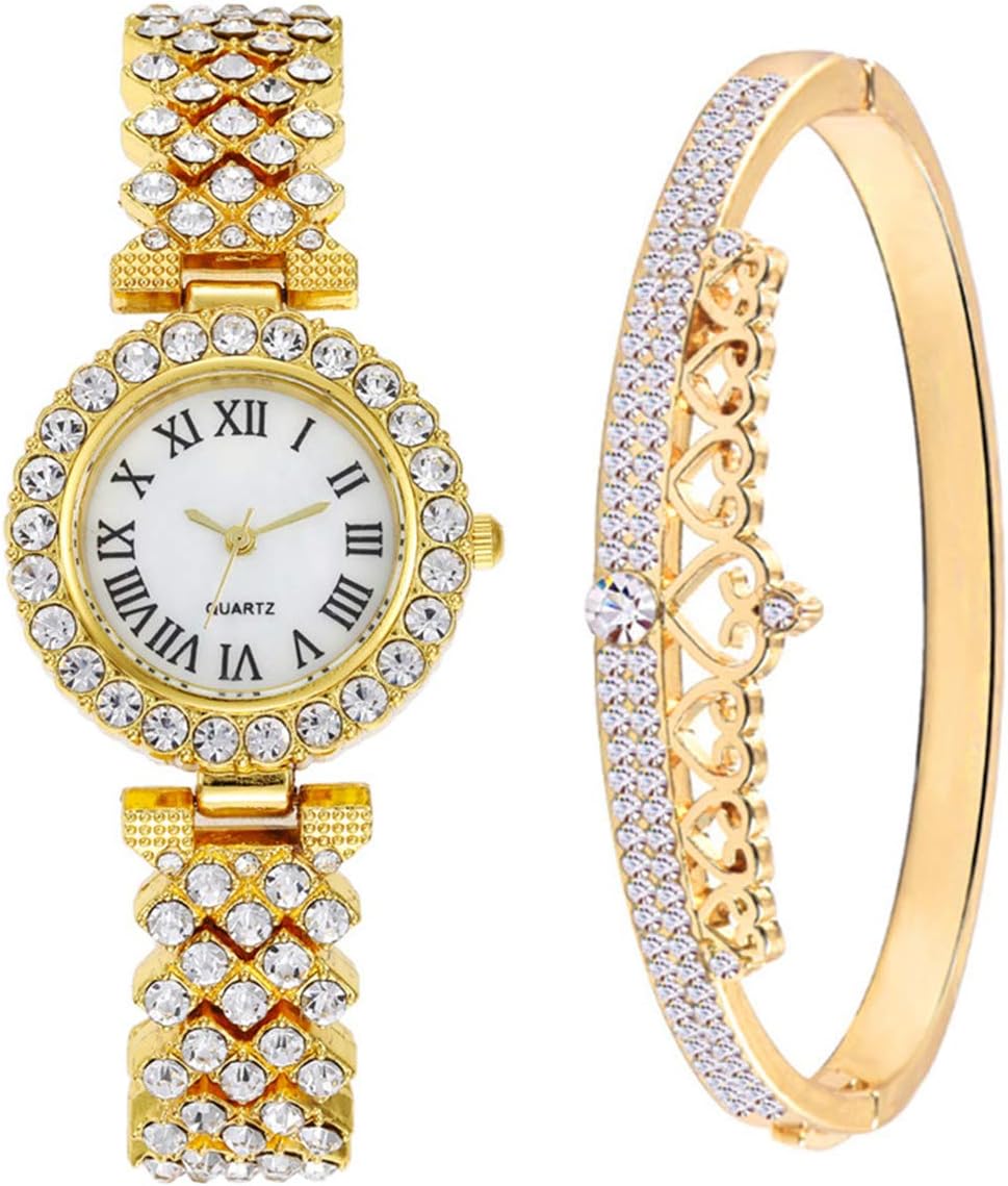 CdyBox Women Watches Diamond Luxury Quartz Watch Ladies Wristwatches with Crown Bangle Set Gifts CdyBox Women Watches Diamond Luxury Quartz Watch Ladies Wristwatches with Crown Bangle Set Gifts