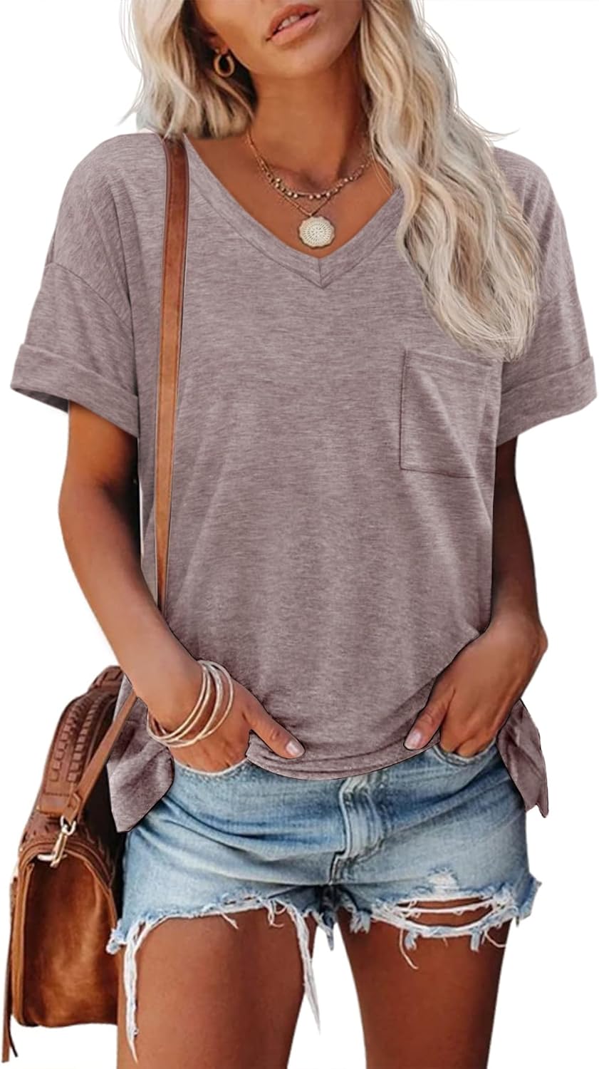 ATHMILE Womens T Shirts 2025 Short Sleeve V-Neck Shirts Cute Fit Summer Casual Tee Tops S-XXL ATHMILE Womens T Shirts 2025 Short Sleeve V-Neck Shirts Cute Fit Summer Casual Tee Tops S-XXL
