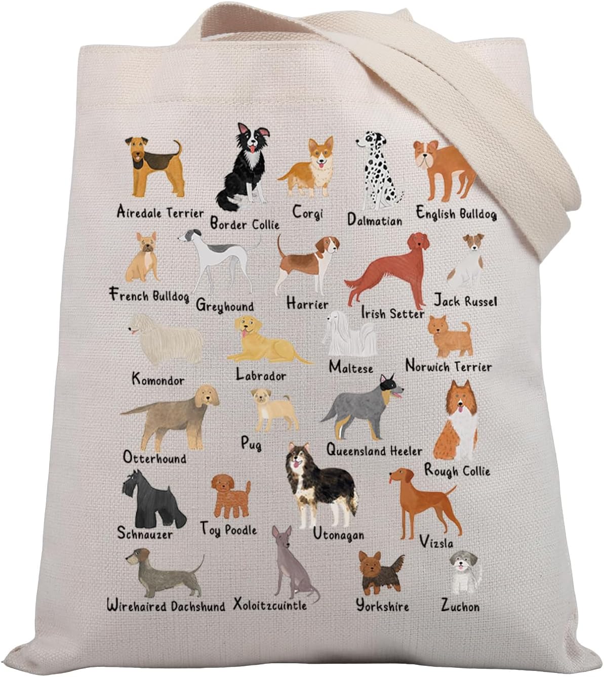 BDPWSS Dog Lover Tote Bag Types Of Dogs Gift Dog Alphabet Gift A To Z Dog Breeds Canvas Shoulder Bag For Dog Owner Dog Mom BDPWSS Dog Lover Tote Bag Types Of Dogs Gift Dog Alphabet Gift A To Z Dog Breeds Canvas Shoulder Bag For Dog Owner Dog Mom