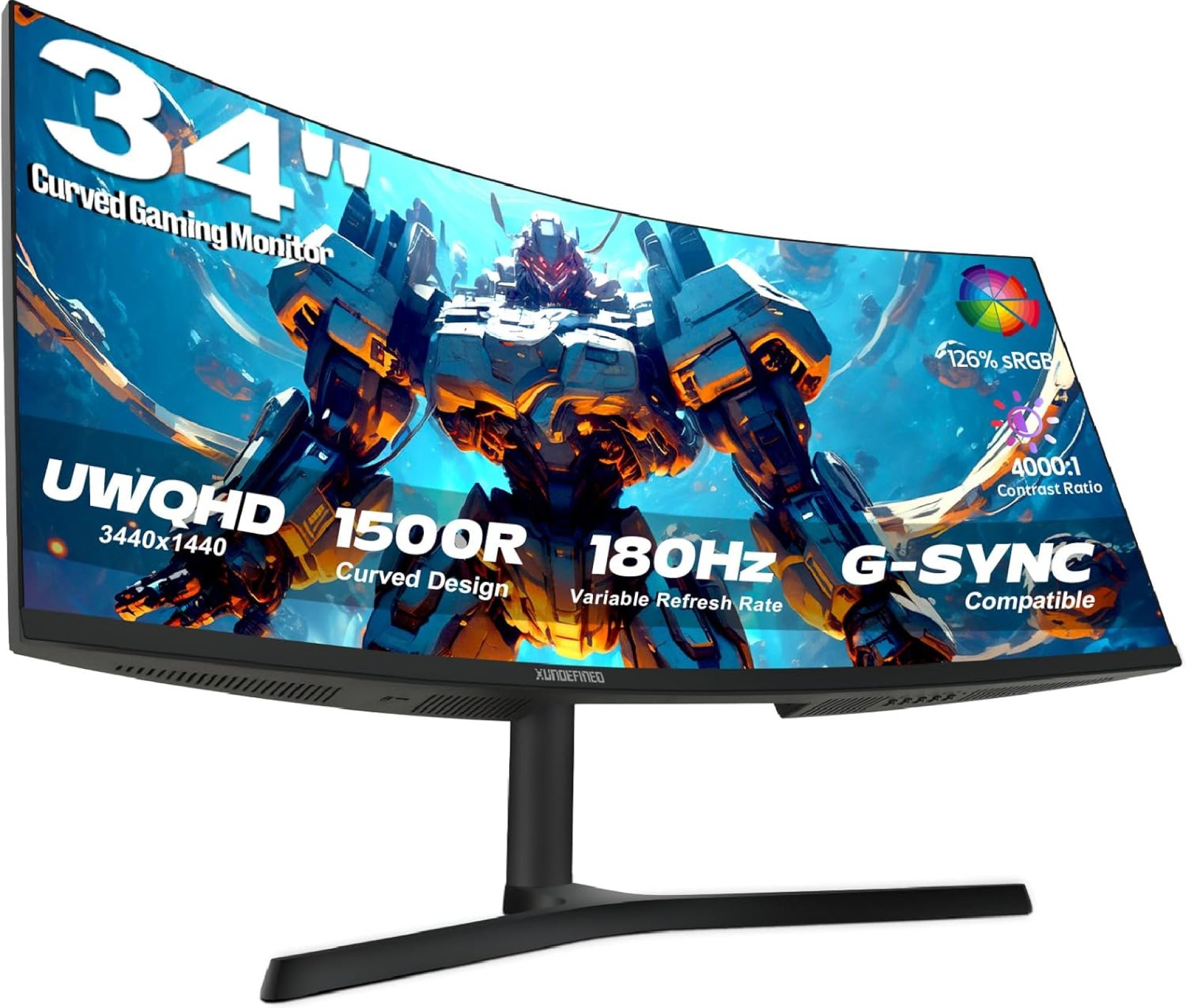 34-Inch Ultrawide Curved Gaming Monitor 180Hz, UWQHD 3440 x 1440 1500R Borderless Screen with Speaker, 4000:1 Contrast, sRGB 126%, FreeSync G-SYNC, PIP/PBP, Tilt/Height Adjustable, HDMI, DisplayPort 34-Inch Ultrawide Curved Gaming Monitor 180Hz, UWQHD 3440 x 1440 1500R Borderless Screen with Speaker, 4000:1 Contrast, sRGB 126%, FreeSync G-SYNC, PIP/PBP, Tilt/Height Adjustable, HDMI, DisplayPort
