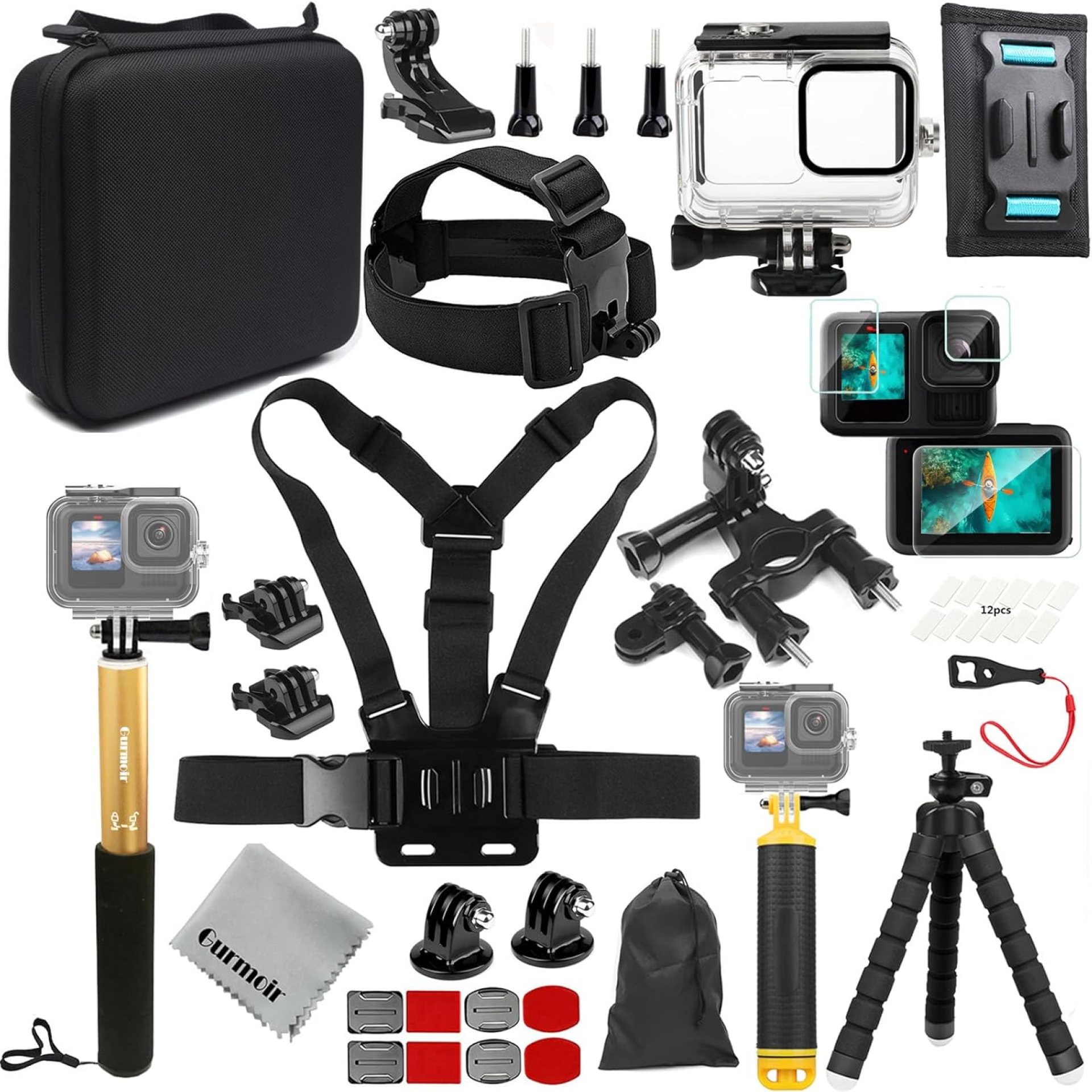 Gurmoir Accessory Kit with Waterproof Case for Go Pro Hero 13 12 11 10 9 Black. Underwater Diving Housing Floating Hand Grip Screen Protector Bundle Pack for GoPro 13 12 11 10 9 Camera(DT13) Gurmoir Accessory Kit with Waterproof Case for Go Pro Hero 13 12 11 10 9 Black. Underwater Diving Housing Floating Hand Grip Screen Protector Bundle Pack for GoPro 13 12 11 10 9 Camera(DT13)