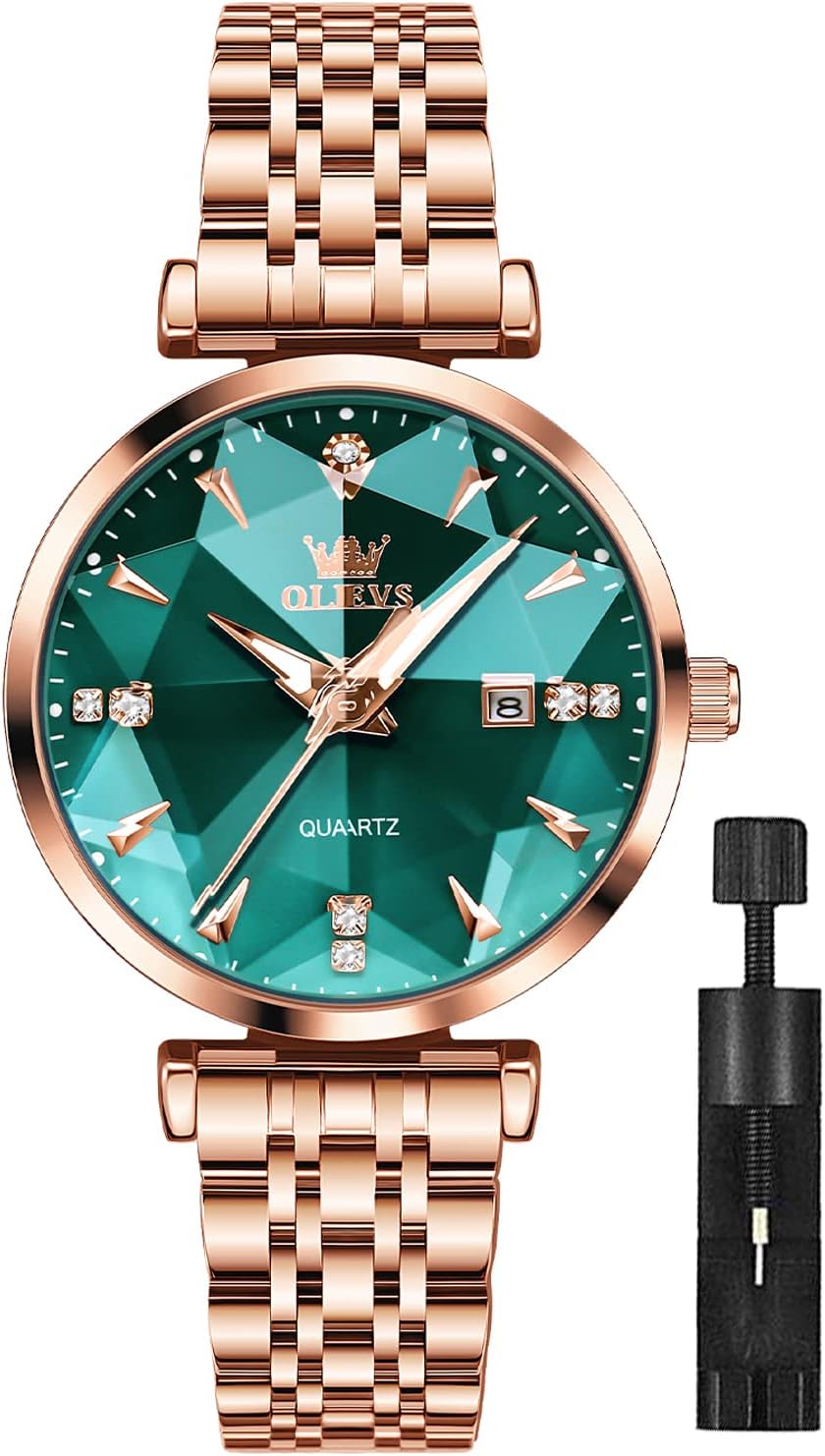 OLEVS Women Watch Fashion Rose Gold Diamond Analog Quartz Female Watch for Women Luxury Dress Ladies Stainless Steel Luminous Waterproof Date Wrist Watches OLEVS Women Watch Fashion Rose Gold Diamond Analog Quartz Female Watch for Women Luxury Dress Ladies Stainless Steel Luminous Waterproof Date Wrist Watches