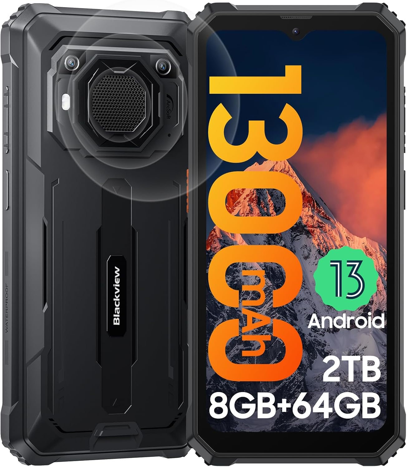 Blackview Rugged Smartphone Unlocked, 2023 BV6200 Rugged Phones, 13000mAh Battery 18W Fast Charge, Android 13, 8GB+64GB/2TB Expand, Waterproof Mobile Phones, Three Card Slots, 6.56″ Display, T-Mobile Blackview Rugged Smartphone Unlocked, 2023 BV6200 Rugged Phones, 13000mAh Battery 18W Fast Charge, Android 13, 8GB+64GB/2TB Expand, Waterproof Mobile Phones, Three Card Slots, 6.56″ Display, T-Mobile