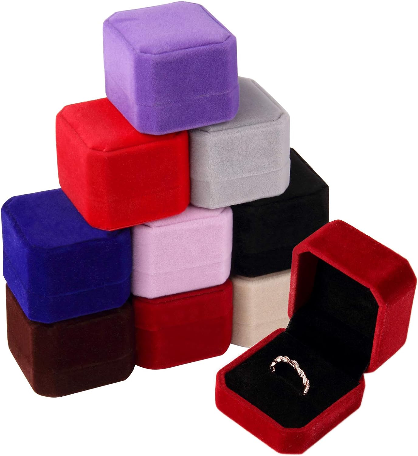 Lamoutor 9Pcs Velvet Ring Box Earring Box Jewelry Gift Box Assorted Color Lamoutor 9Pcs Velvet Ring Box Earring Box Jewelry Gift Box Assorted Color