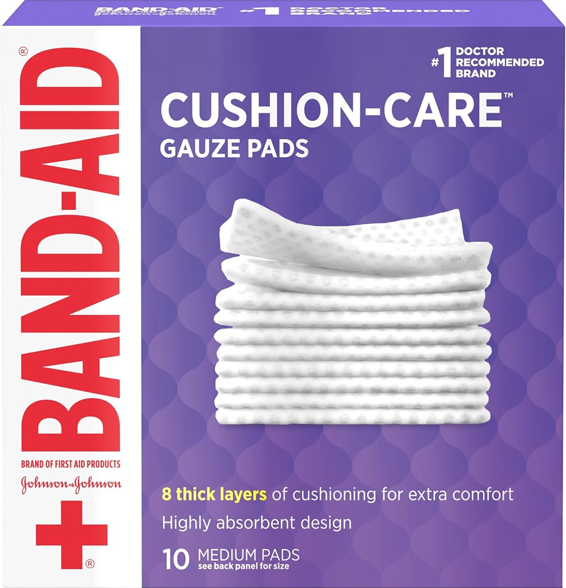 Band-Aid Brand Cushion Care Non-Stick Gauze Pads, Individually-Wrapped, Medium, 3 in x 3 in, 10 ct Band-Aid Brand Cushion Care Non-Stick Gauze Pads, Individually-Wrapped, Medium, 3 in x 3 in, 10 ct