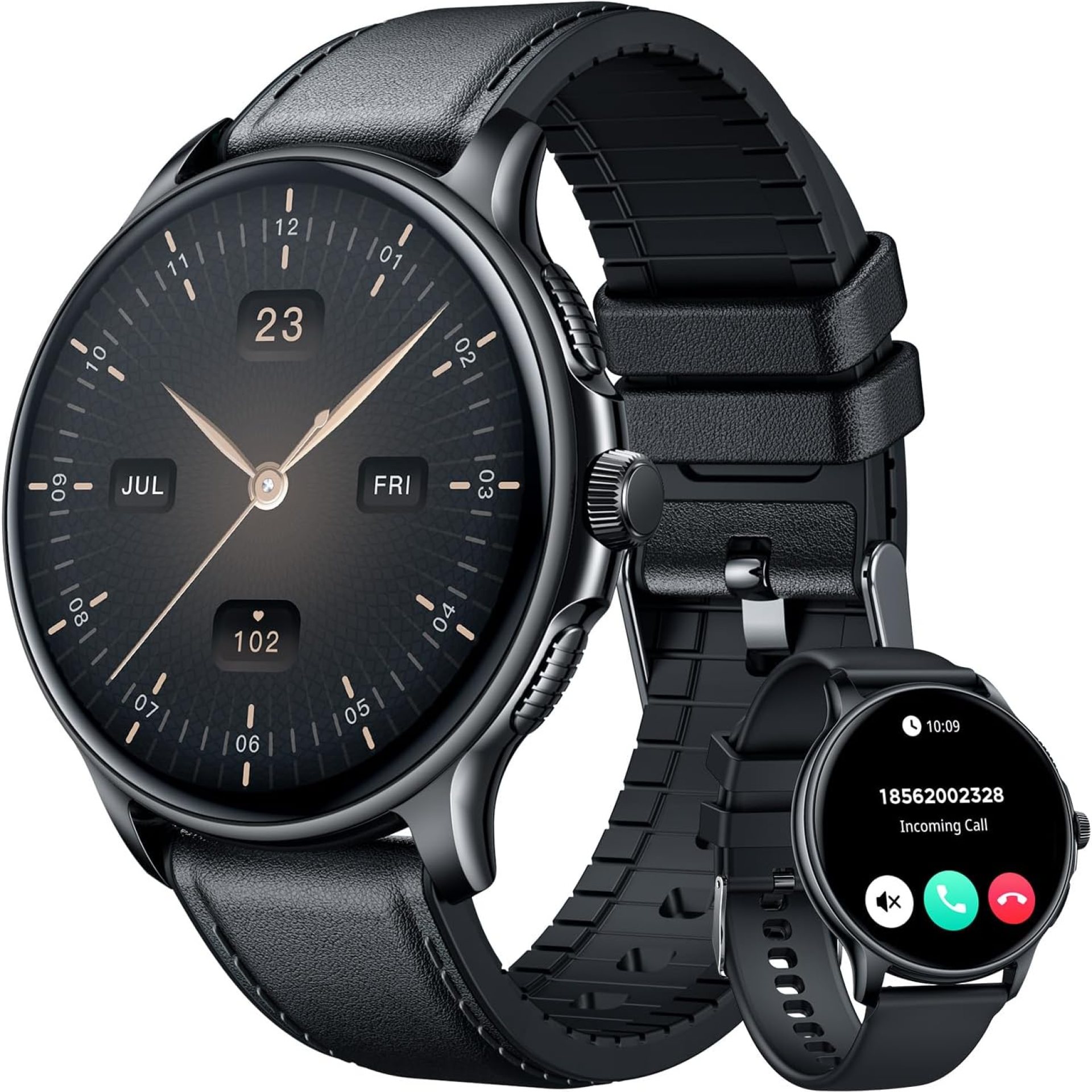 Smartwatch for Men Fitness Tracker: Black Smart Watches (Answer/Make Calls) 1.43’’ AMOLED Touchscreen with Waterproof Heart Rate Blood Pressure Health Monitor Sport Pedometer Compatible Android iOS Smartwatch for Men Fitness Tracker: Black Smart Watches (Answer/Make Calls) 1.43’’ AMOLED Touchscreen with Waterproof Heart Rate Blood Pressure Health Monitor Sport Pedometer Compatible Android iOS