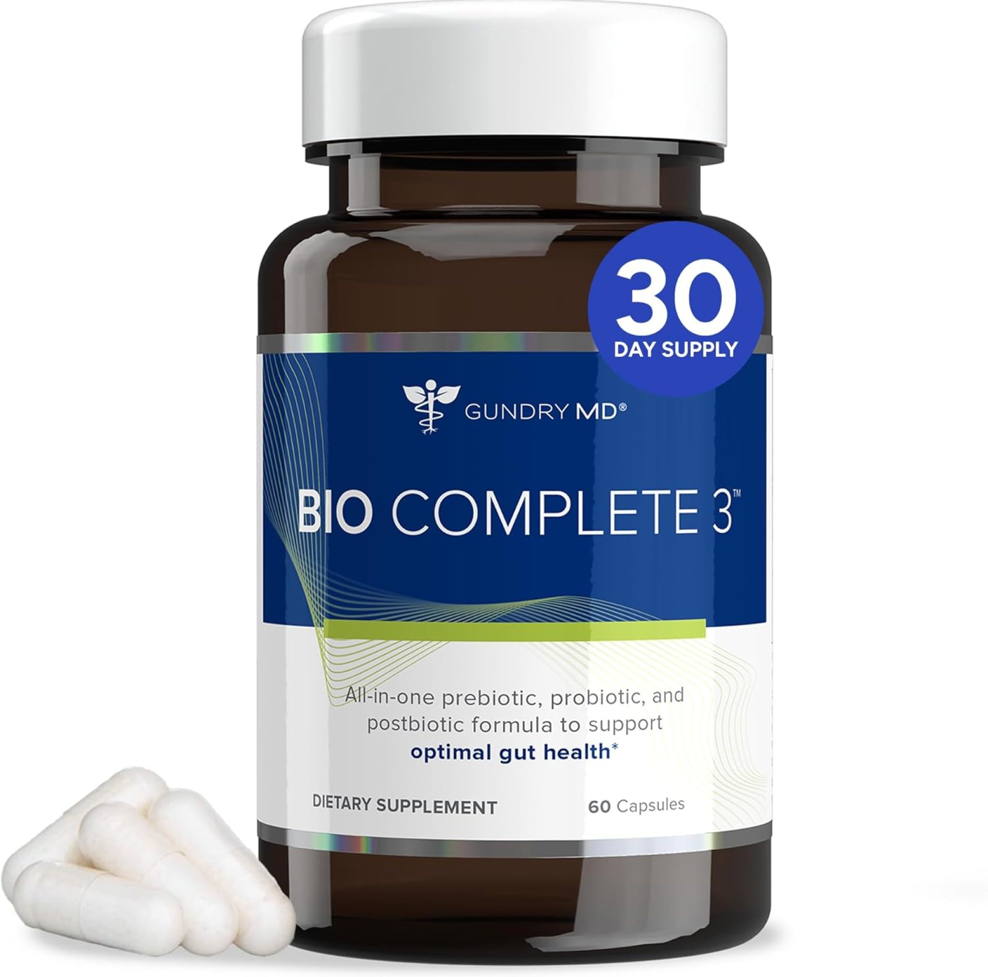 Gundry MD® Bio Complete 3, 3-in-1 Probiotics for Gut Health, Probiotic Supplements for Digestion, Supplement Supporting Bloating, Gas, Food Cravings, Energy Levels, Skin, and Focus, 30 Day Supply Gundry MD® Bio Complete 3, 3-in-1 Probiotics for Gut Health, Probiotic Supplements for Digestion, Supplement Supporting Bloating, Gas, Food Cravings, Energy Levels, Skin, and Focus, 30 Day Supply