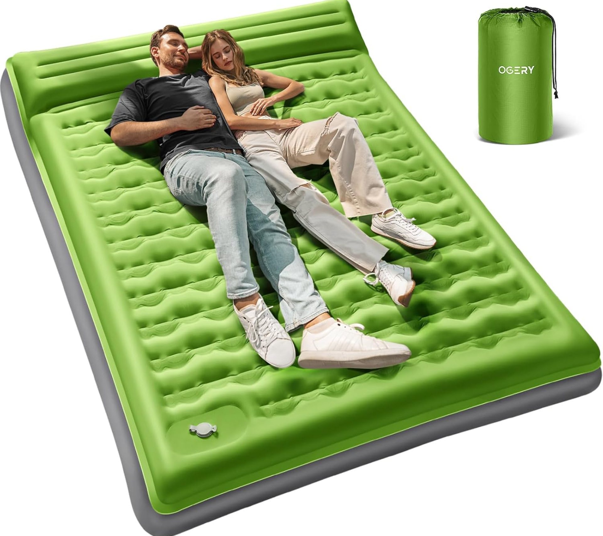 Sleeping Pad for Camping, 6″ Extra-Thick Reinforced Camping Sleeping Pad with Pillows & Built-in Foot Pump, Ultralight Self Inflating Air Mattress Mat for Tent Hiking Essentials Gear Sleeping Pad for Camping, 6″ Extra-Thick Reinforced Camping Sleeping Pad with Pillows & Built-in Foot Pump, Ultralight Self Inflating Air Mattress Mat for Tent Hiking Essentials Gear