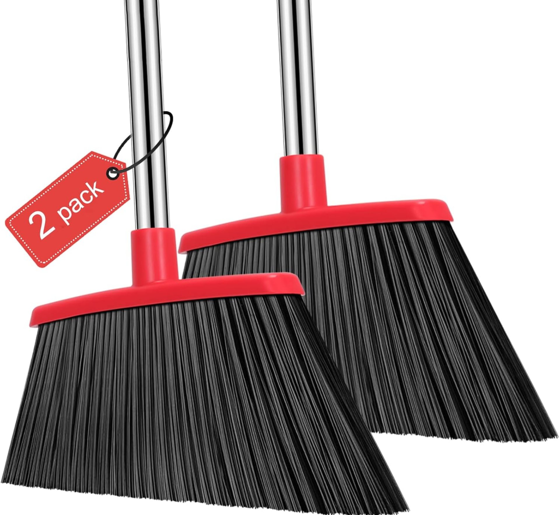 Heavy Duty Broom, 55 Inch Long Handle Outdoor Large Angle Brooms, Commercial Broom for Sweeping Indoor, for Home Garage Kitchen Office Courtyard Lobby Patio Lawn Concrete, 2 Pack (Black&Red) Heavy Duty Broom, 55 Inch Long Handle Outdoor Large Angle Brooms, Commercial Broom for Sweeping Indoor, for Home Garage Kitchen Office Courtyard Lobby Patio Lawn Concrete, 2 Pack (Black&Red)