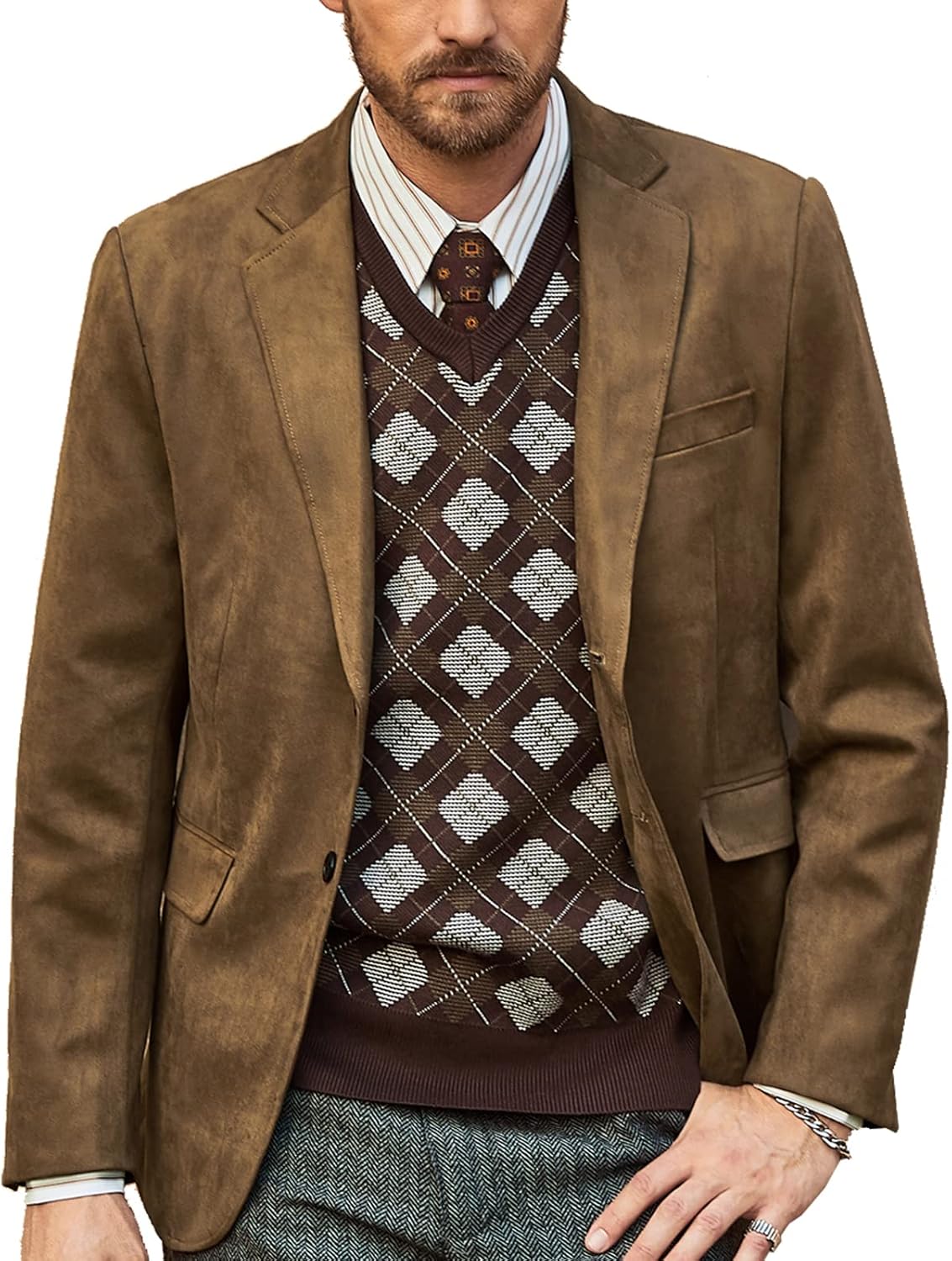 PJ PAUL JONES Mens Blazer Jacket Faux Leather Suit Jacket Casual 2 Buttons Suede Sport Blazer Coat with Pockets PJ PAUL JONES Mens Blazer Jacket Faux Leather Suit Jacket Casual 2 Buttons Suede Sport Blazer Coat with Pockets
