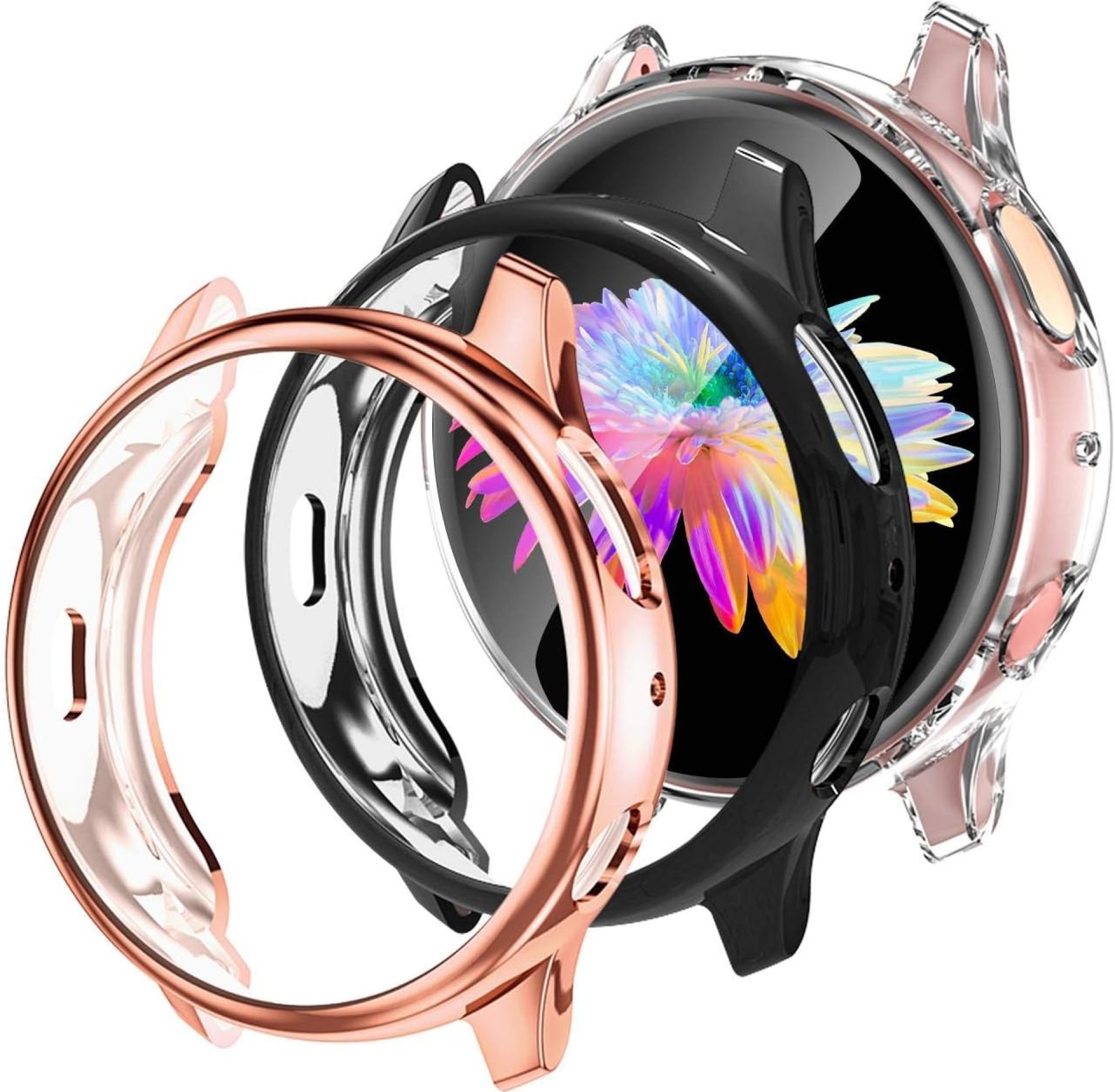 GEAK Compatible with Galaxy Watch Active 2 Case 44mm,3 Pack Soft Full Cover Screen Protector Case for Samsung Galaxy Active 2 Smartwatch 44mm Black/Clear/Rose Gold GEAK Compatible with Galaxy Watch Active 2 Case 44mm,3 Pack Soft Full Cover Screen Protector Case for Samsung Galaxy Active 2 Smartwatch 44mm Black/Clear/Rose Gold