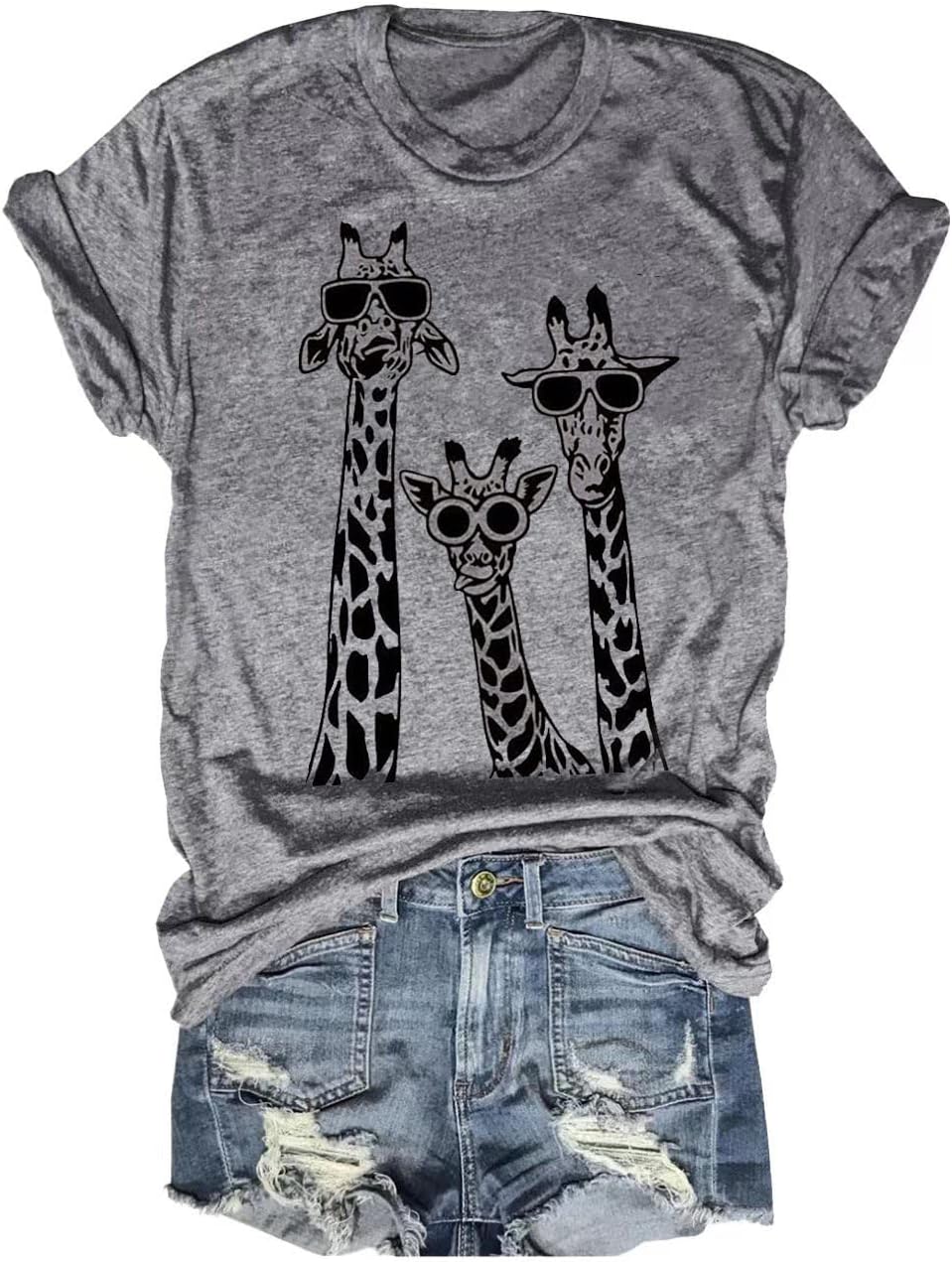 Beopjesk Womens Summer Giraffe Printed T-Shirt Funny Cute Animal Graphic Tees Tops Beopjesk Womens Summer Giraffe Printed T-Shirt Funny Cute Animal Graphic Tees Tops