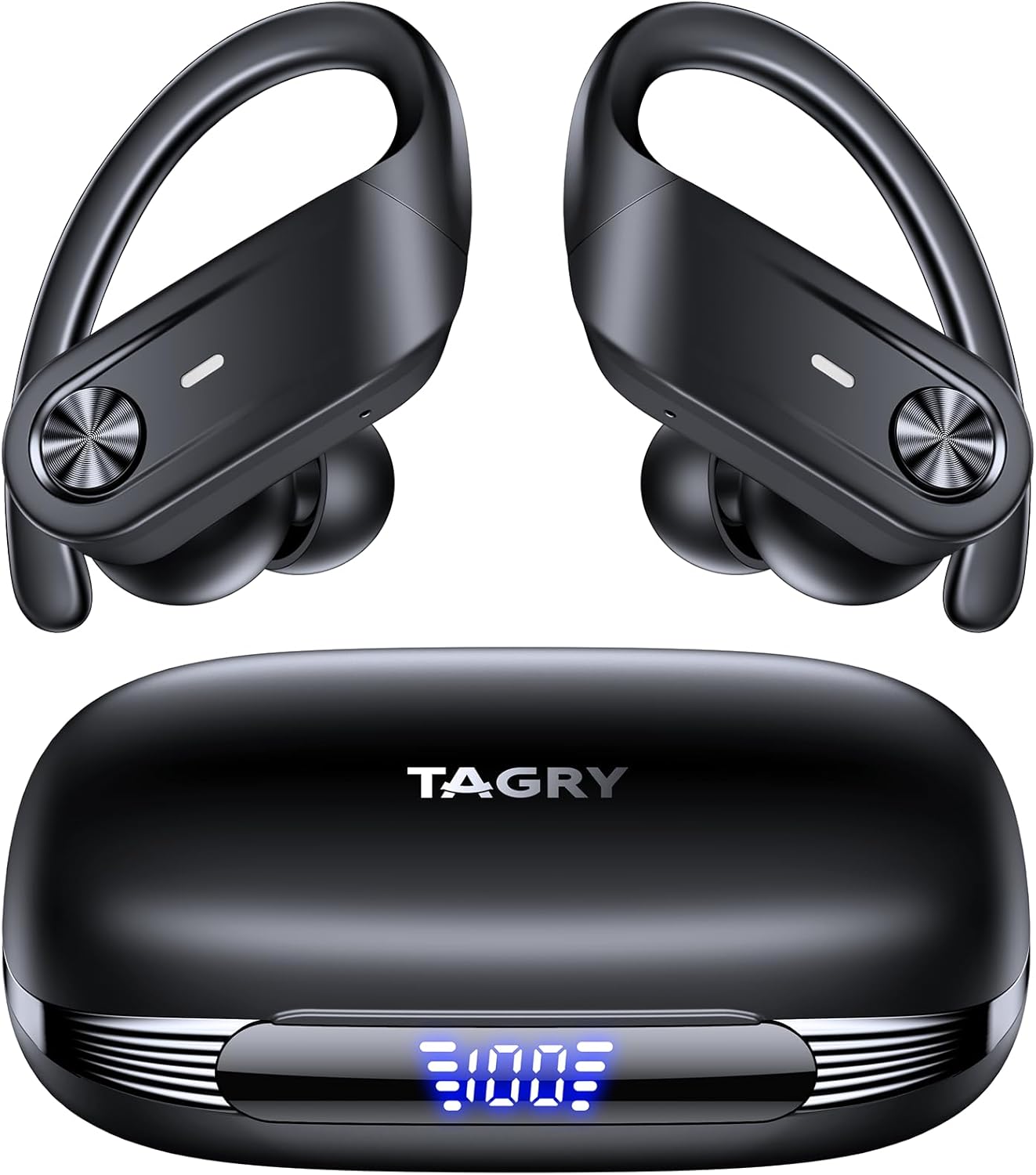TAGRY Bluetooth Headphones Wireless Earbuds 80Hrs Playtime IPX7 Waterproof Digital Display Sport Ear Buds with Earhook Mic in-Ear Earphones Stereo Sound Earbud for Workout Running Exercise Gym Black TAGRY Bluetooth Headphones Wireless Earbuds 80Hrs Playtime IPX7 Waterproof Digital Display Sport Ear Buds with Earhook Mic in-Ear Earphones Stereo Sound Earbud for Workout Running Exercise Gym Black