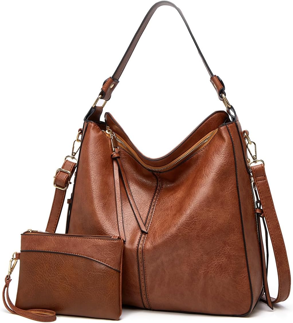 Large Trendy Designer Hobo Tote Bag for Women, Soft Leather Crossbody Shoulder Handbag, Purse and Wallet Set Black Brown Large Trendy Designer Hobo Tote Bag for Women, Soft Leather Crossbody Shoulder Handbag, Purse and Wallet Set Black Brown