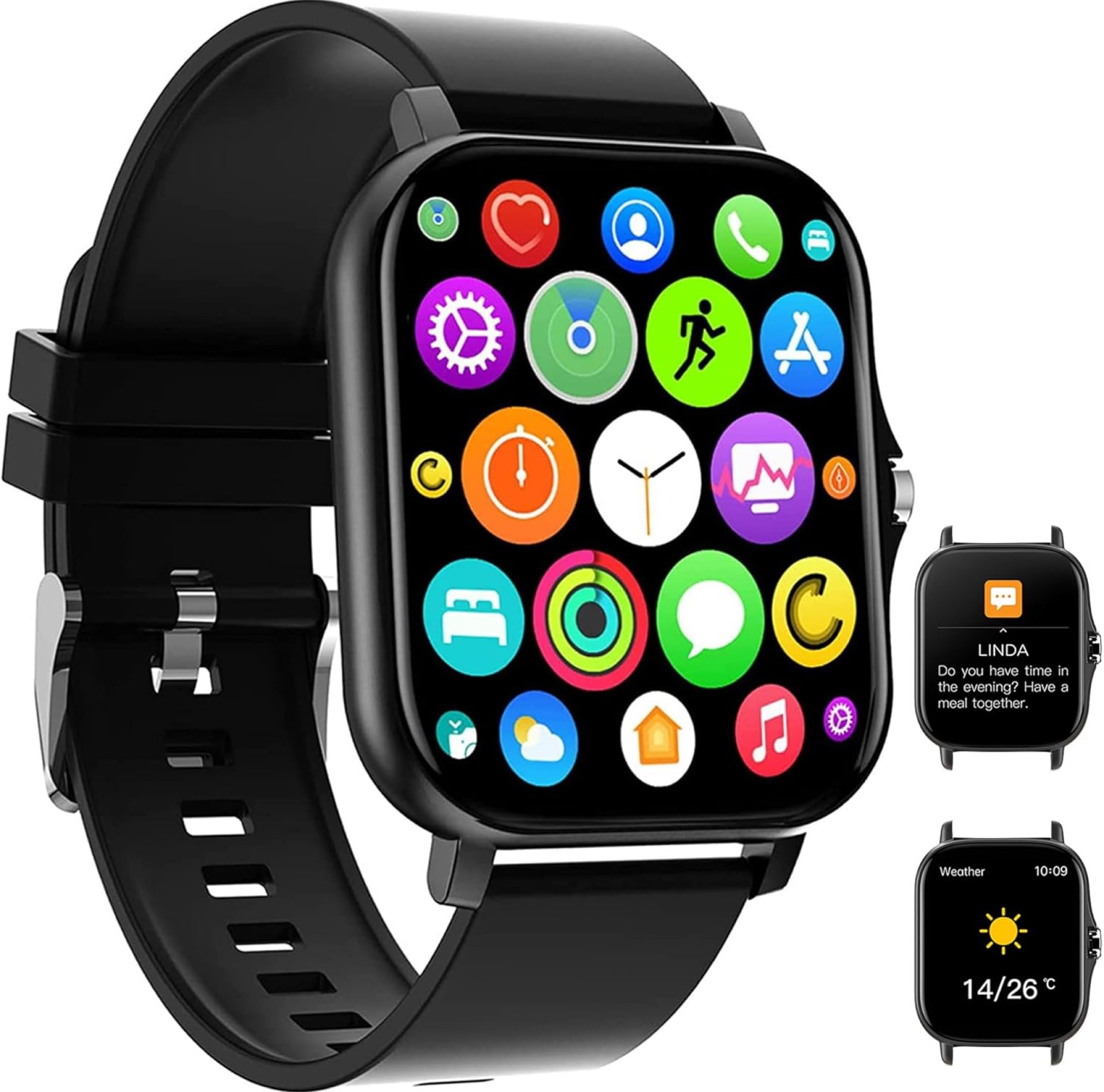 Smart Watch, 1.81″ Upgraded Full Touchscreen Smart Watch for Android iPhones with Heart Rate Blood Pressure Monitor, Multiple Sports Fitness Tracker with Smart Watches for Women Men (Black) Smart Watch, 1.81″ Upgraded Full Touchscreen Smart Watch for Android iPhones with Heart Rate Blood Pressure Monitor, Multiple Sports Fitness Tracker with Smart Watches for Women Men (Black)