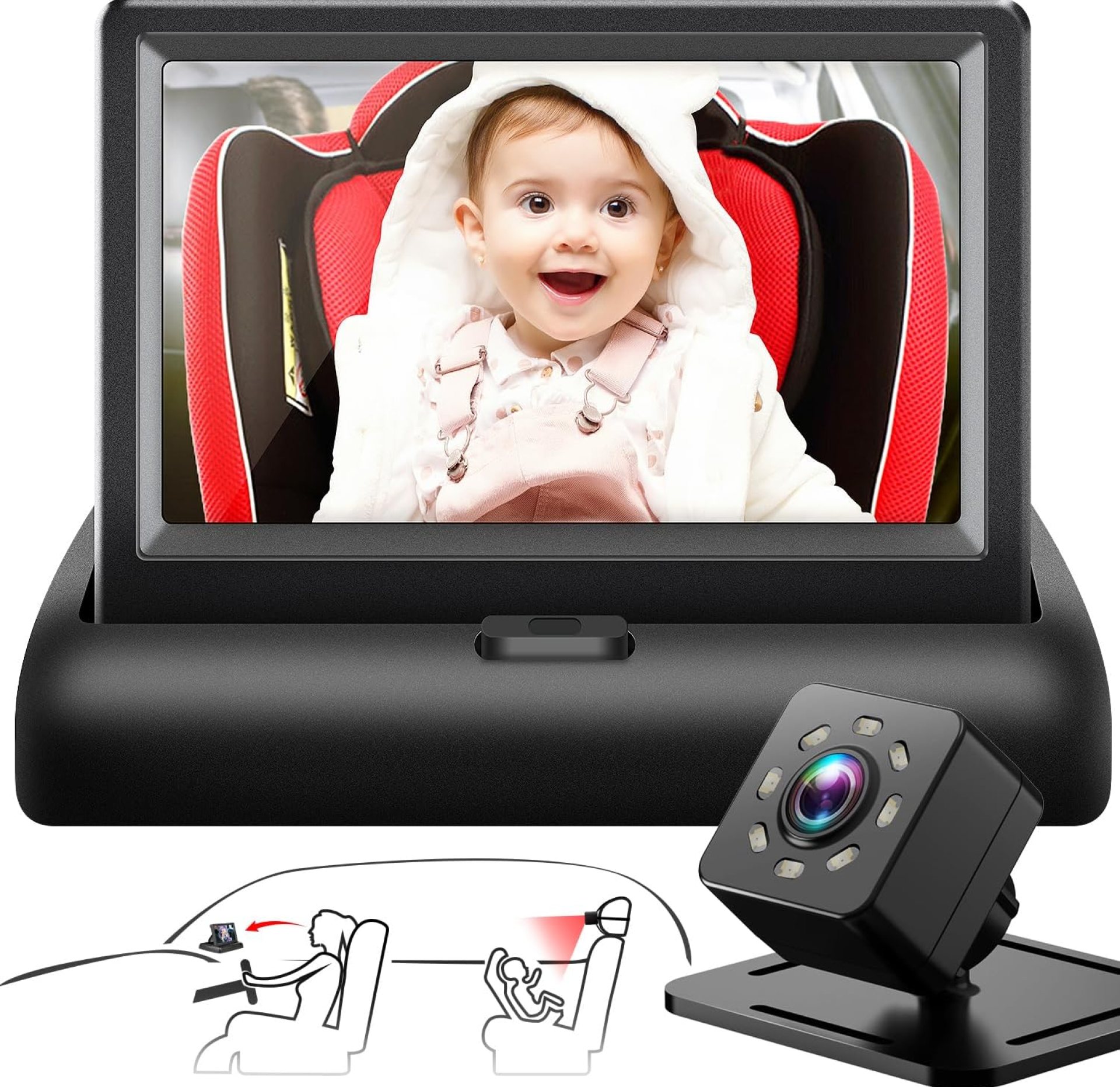 Baby Car Mirror with 4.3” HD Night Vision Function Display, Safety Car Seat Camera with Wide Crystal Clear View, Easily Observe The Baby’s Move(Not USB) Baby Car Mirror with 4.3” HD Night Vision Function Display, Safety Car Seat Camera with Wide Crystal Clear View, Easily Observe The Baby’s Move(Not USB)