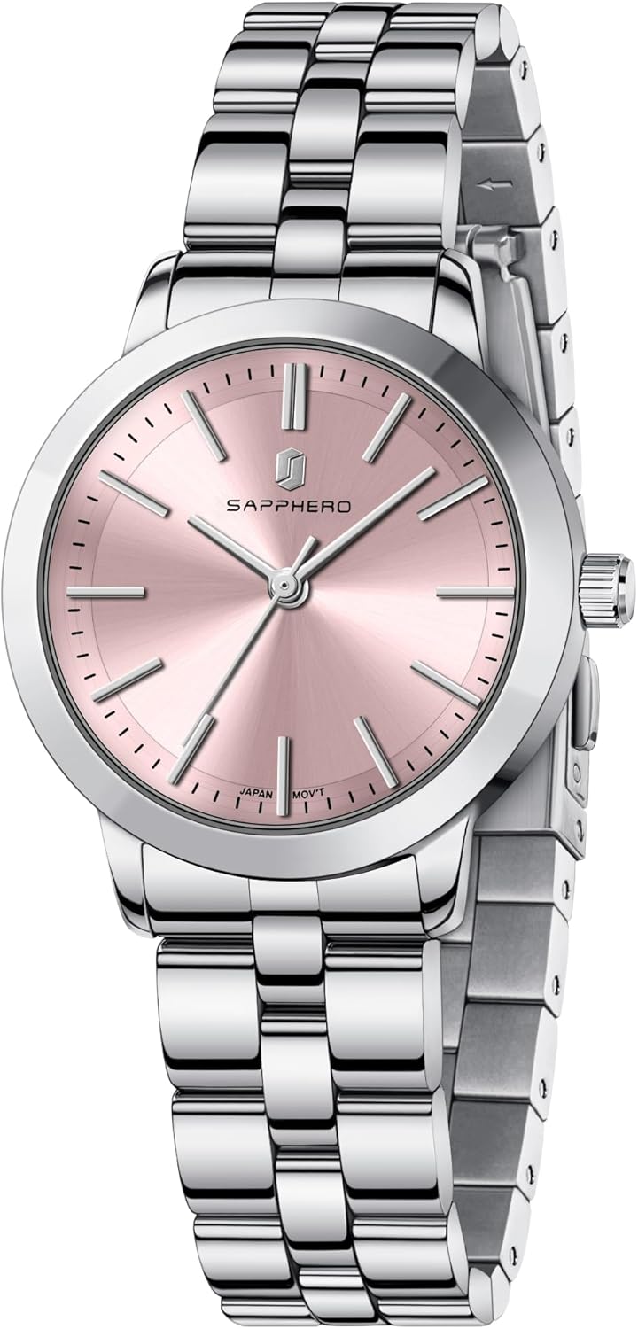 SAPPHERO Wrist Watch for Women Luxury Ladies Watches Women’s Bracelet Watch Small Stainless Steel Analog 5ATM Waterproof Watches for Women,Silverpink SAPPHERO Wrist Watch for Women Luxury Ladies Watches Women’s Bracelet Watch Small Stainless Steel Analog 5ATM Waterproof Watches for Women,Silverpink